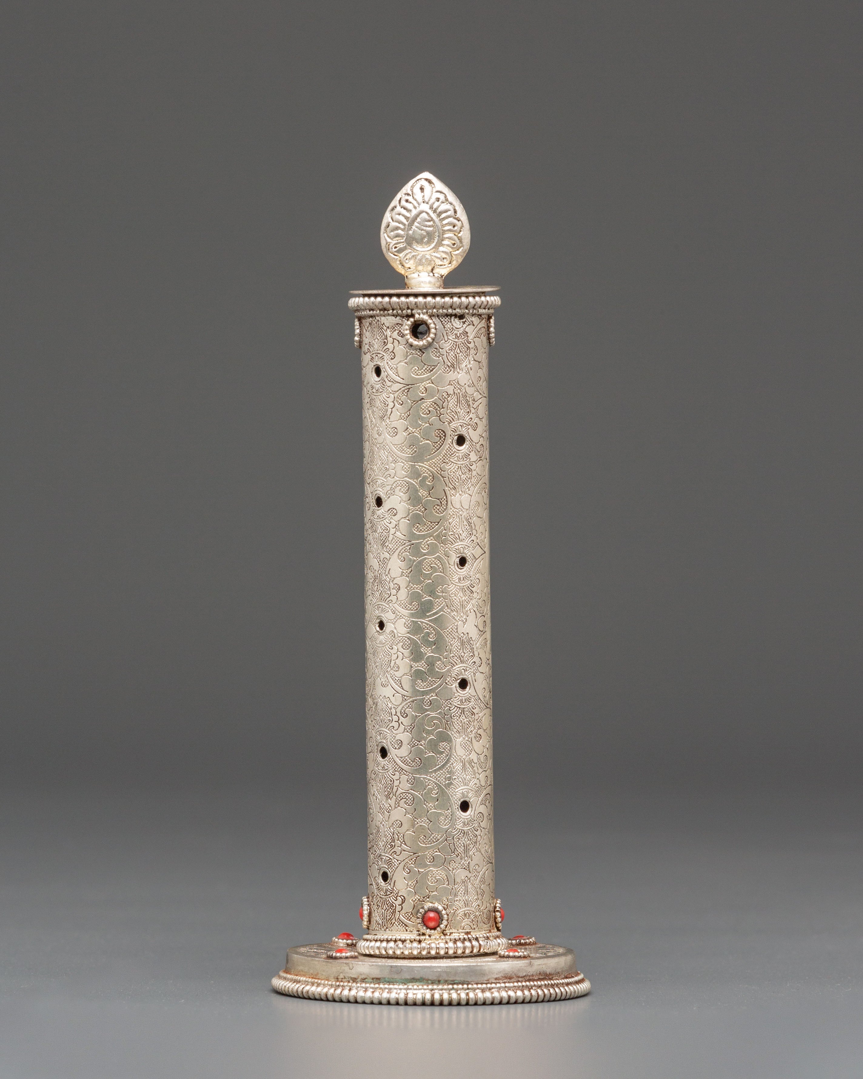 Buddhist Ritual Incense Burner | Tibetan Silver Plated Copper Censer