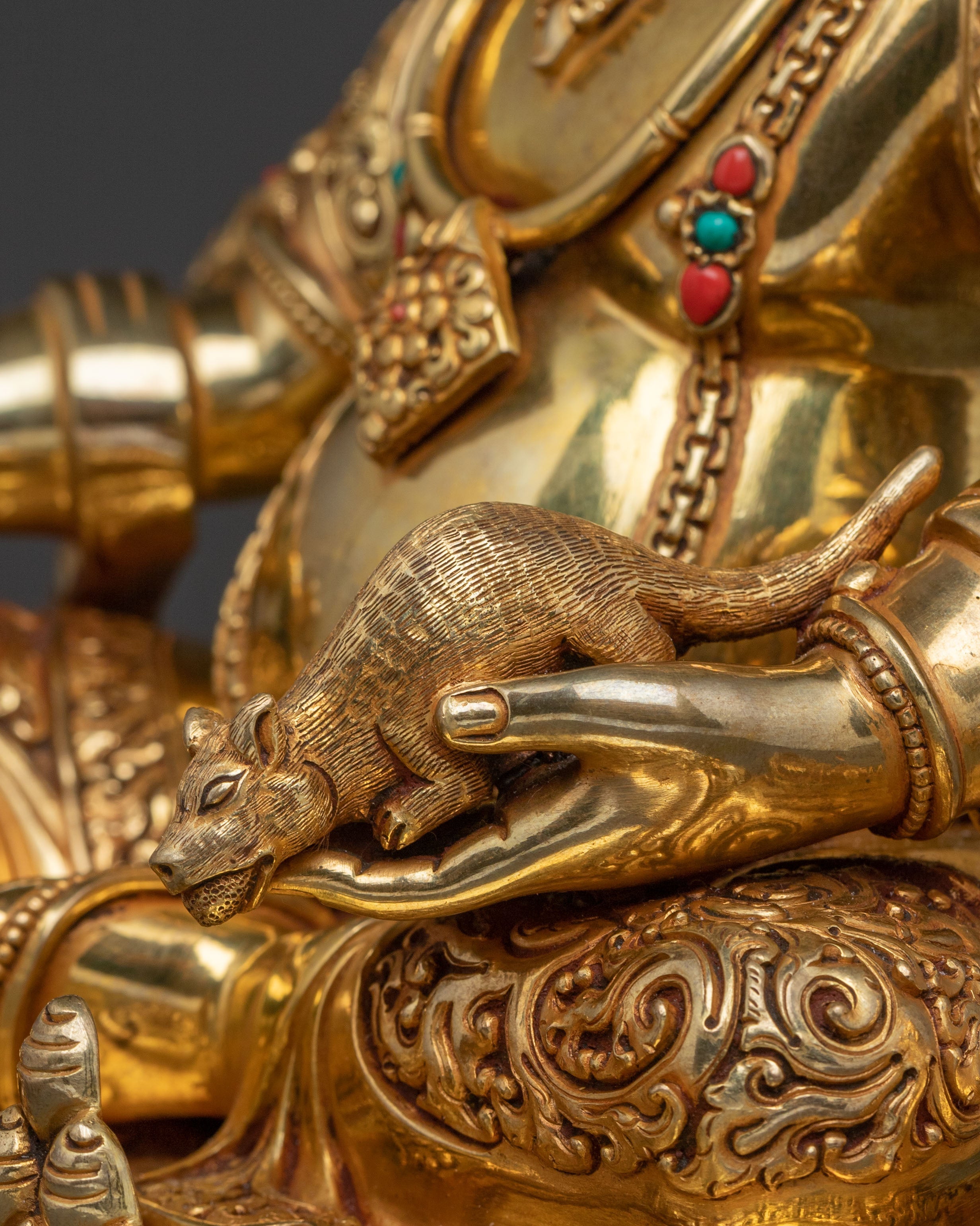 Prosperous Dzambhala Wealth Statue – Gilded Masterpiece