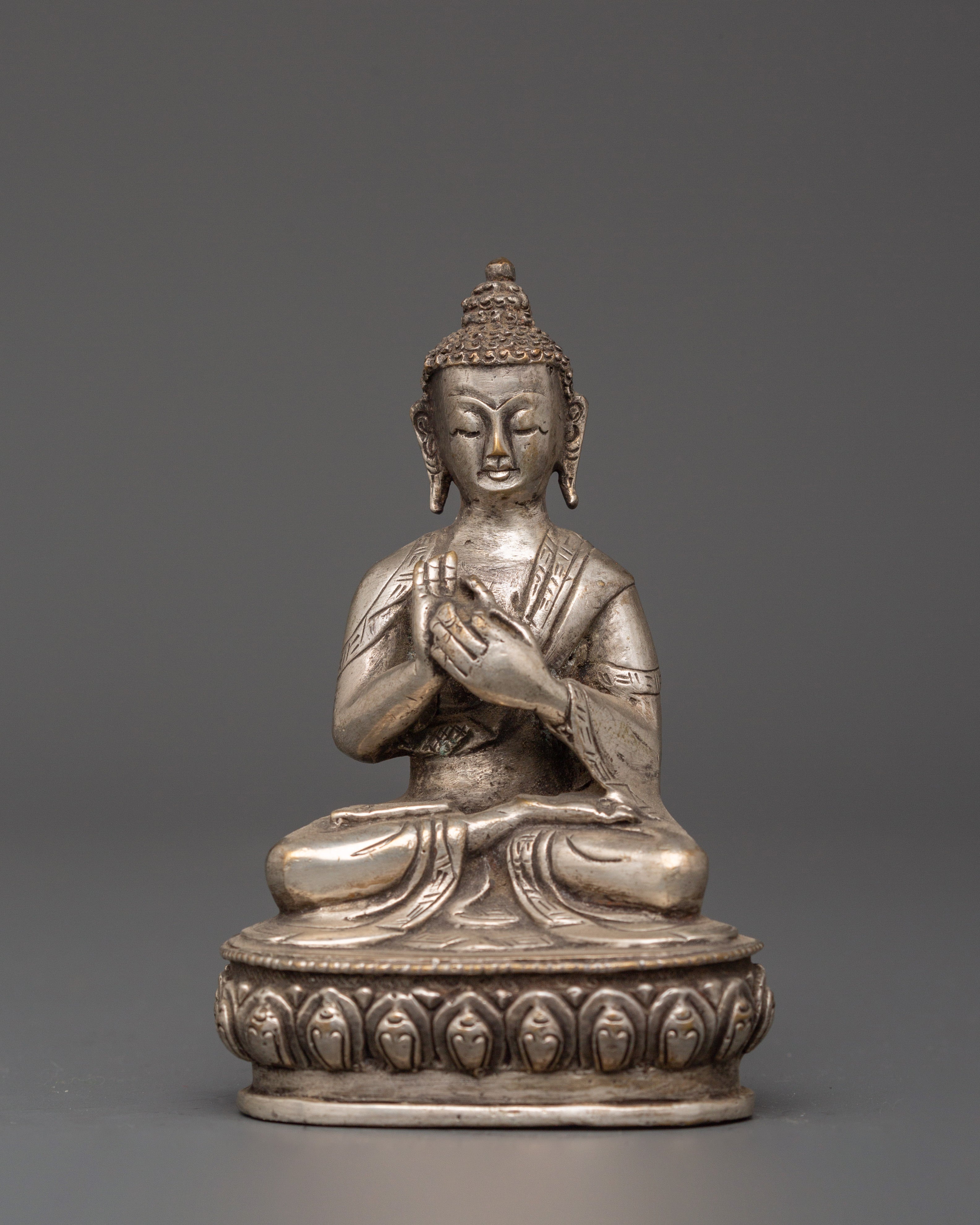 Handcrafted Tibetan Dharma Chakra Mudra Vairocana Buddha