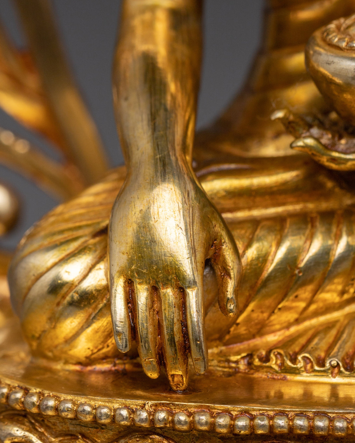 Handcrafted Gold Shakyamuni Buddha Statue with Throne | Home Decor