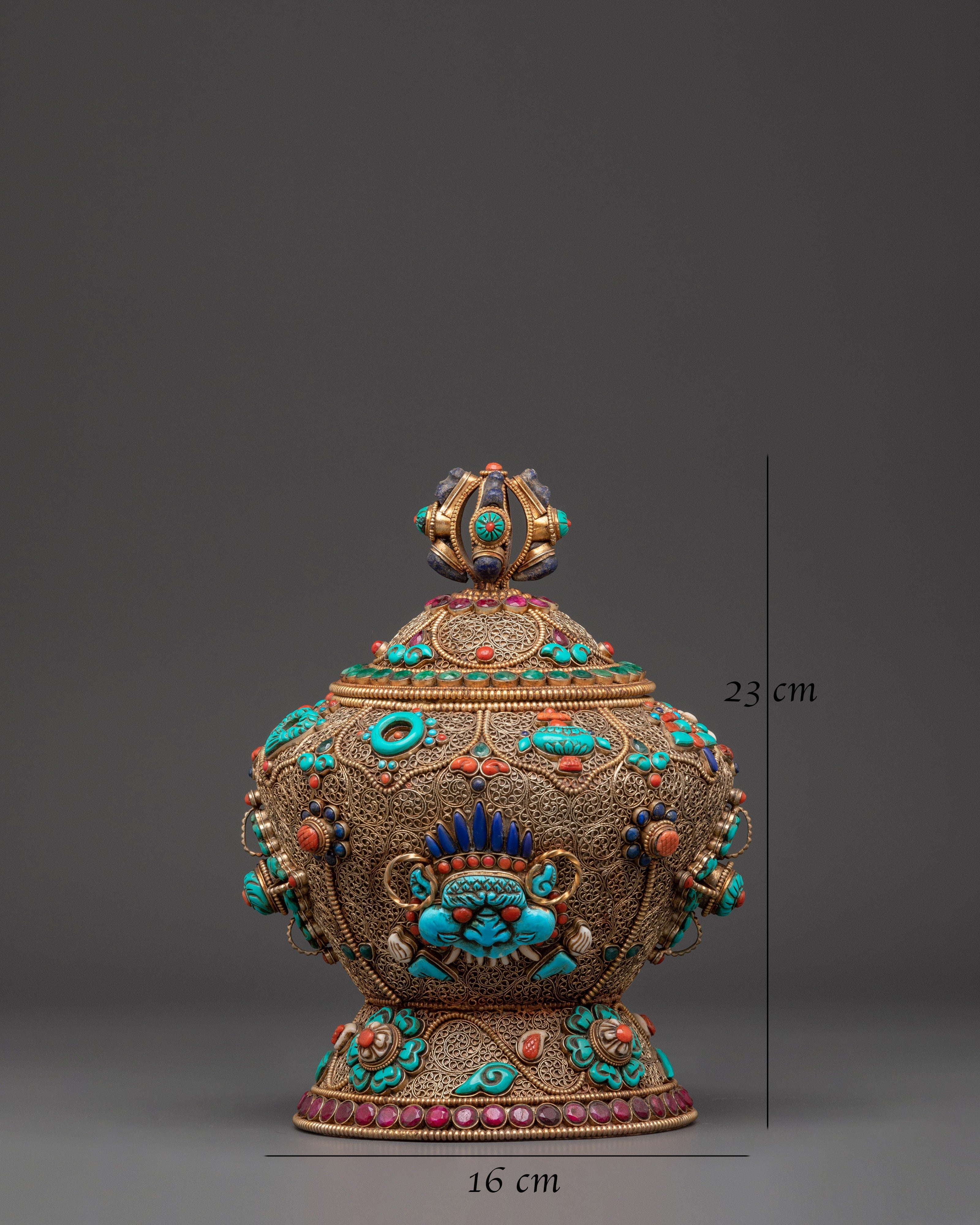 Tibetan Ceremonial Item Dhupur Rice Pot Set | Handcrafted Copper Ritual Offering
