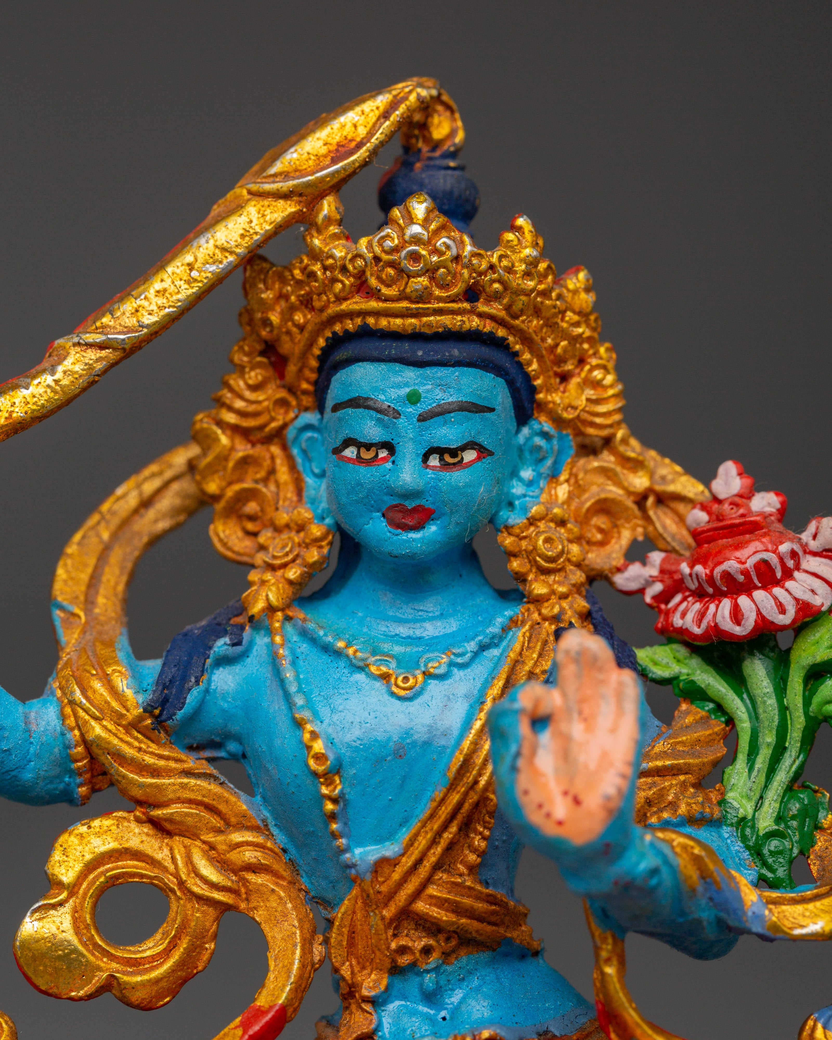 Manjushri Gold Plated Idol | Home Decor