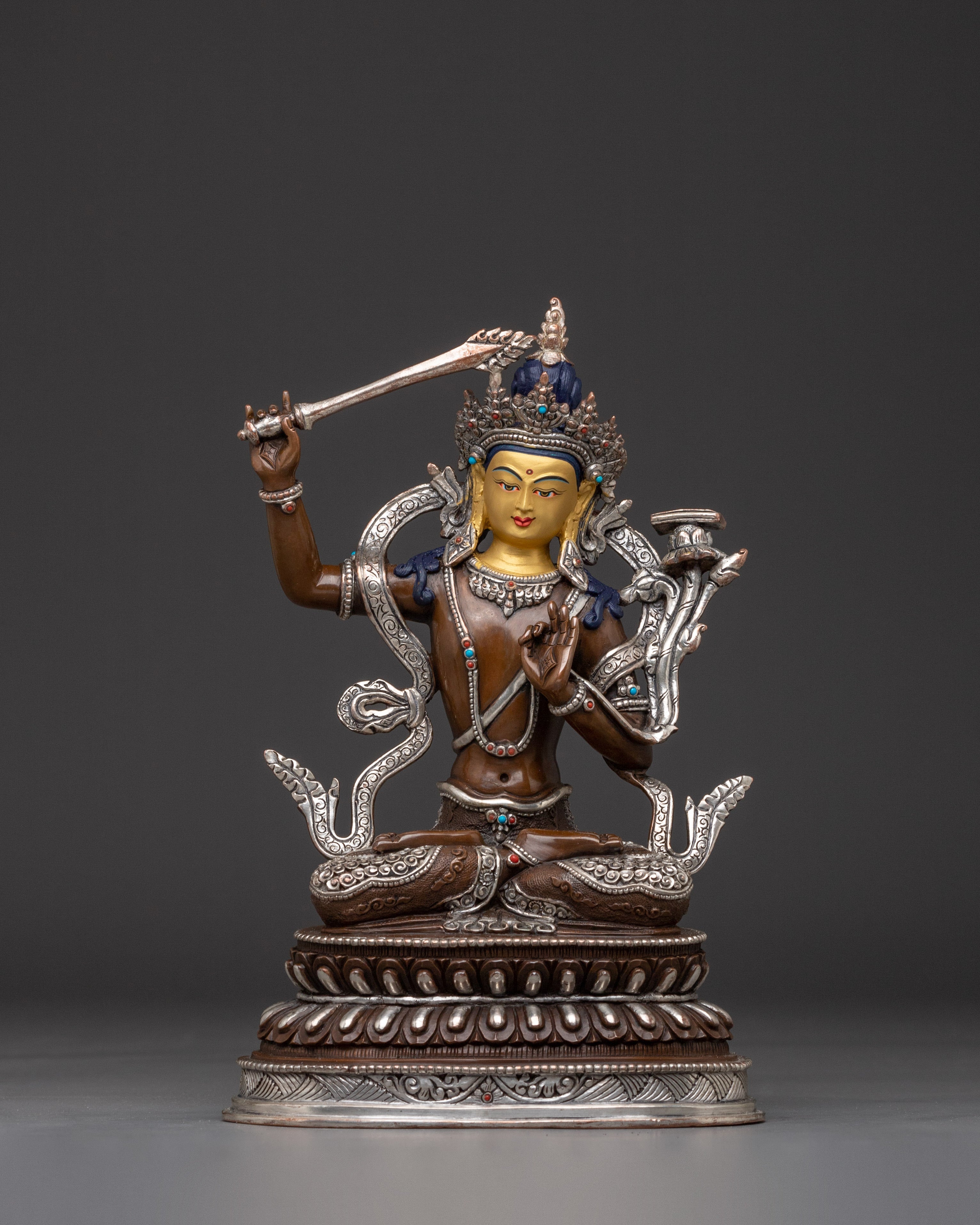 Manjushri Silver Plated Statue