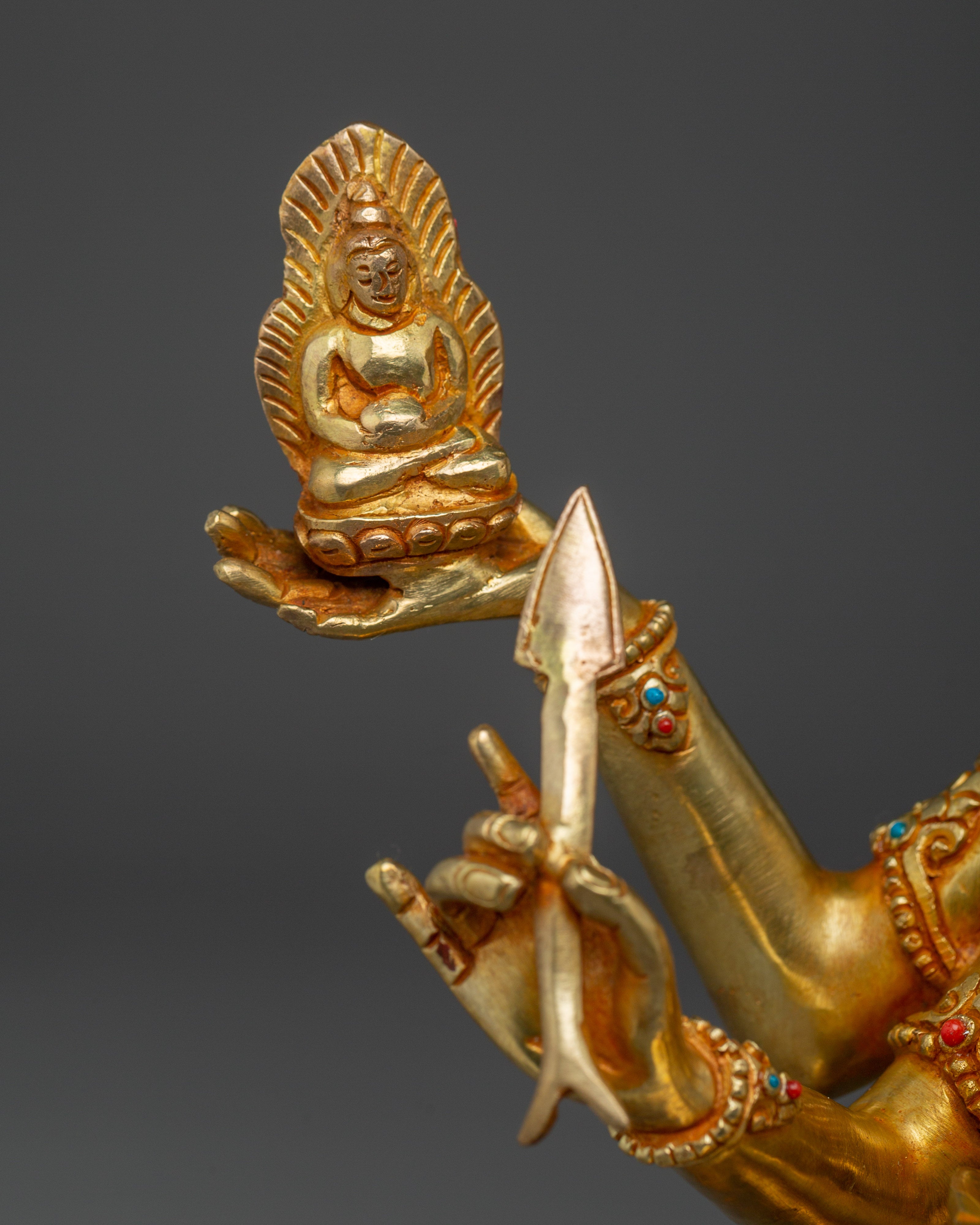 24K Gold-Gilded Namgyalma Copper Statue | Buddhist Deity for Meditation