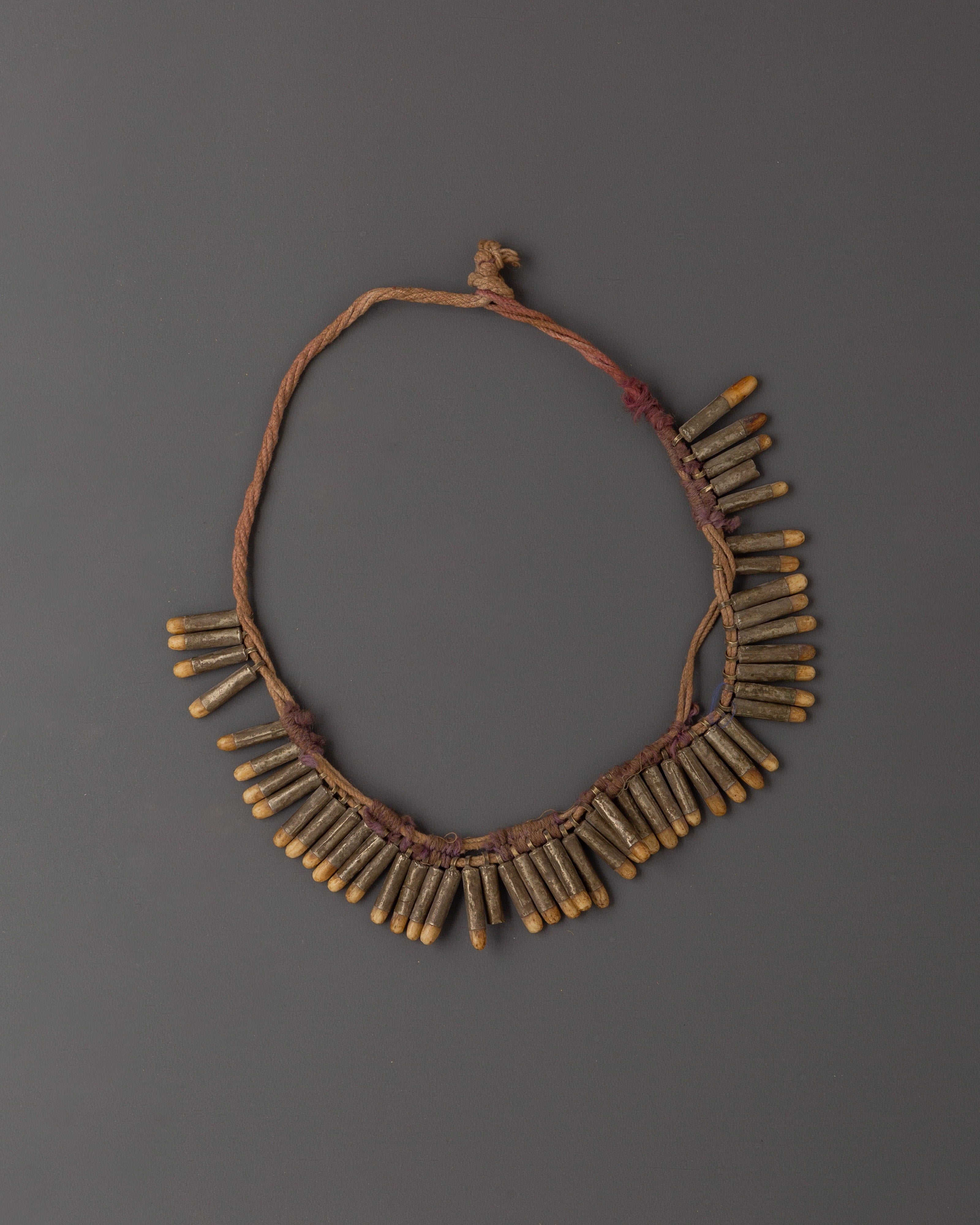 White Metal Mala Necklace | 25cm Length Prayer Beads