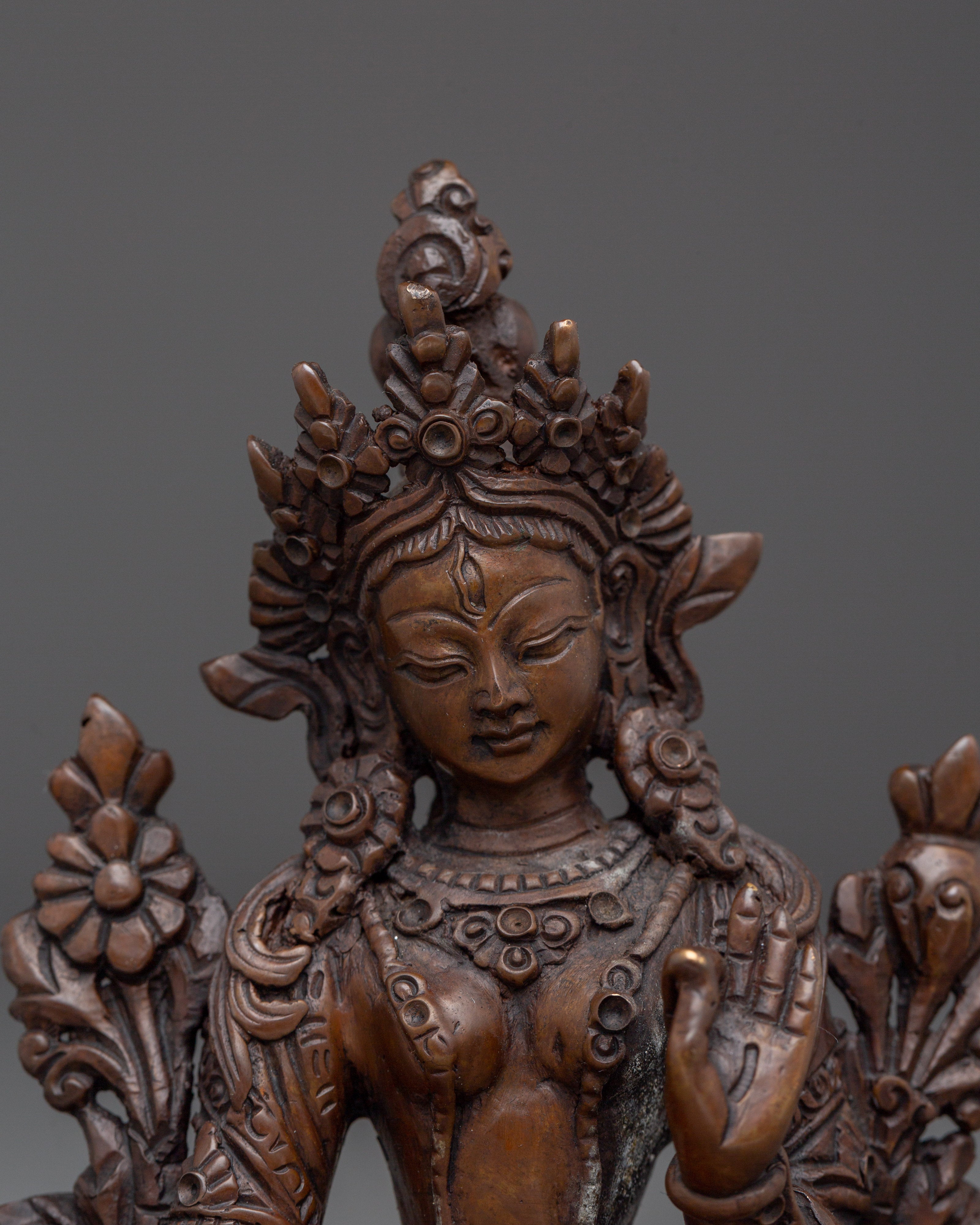Oxidized Sita Tara Statue | White Tara - Tibetan Healing Deity