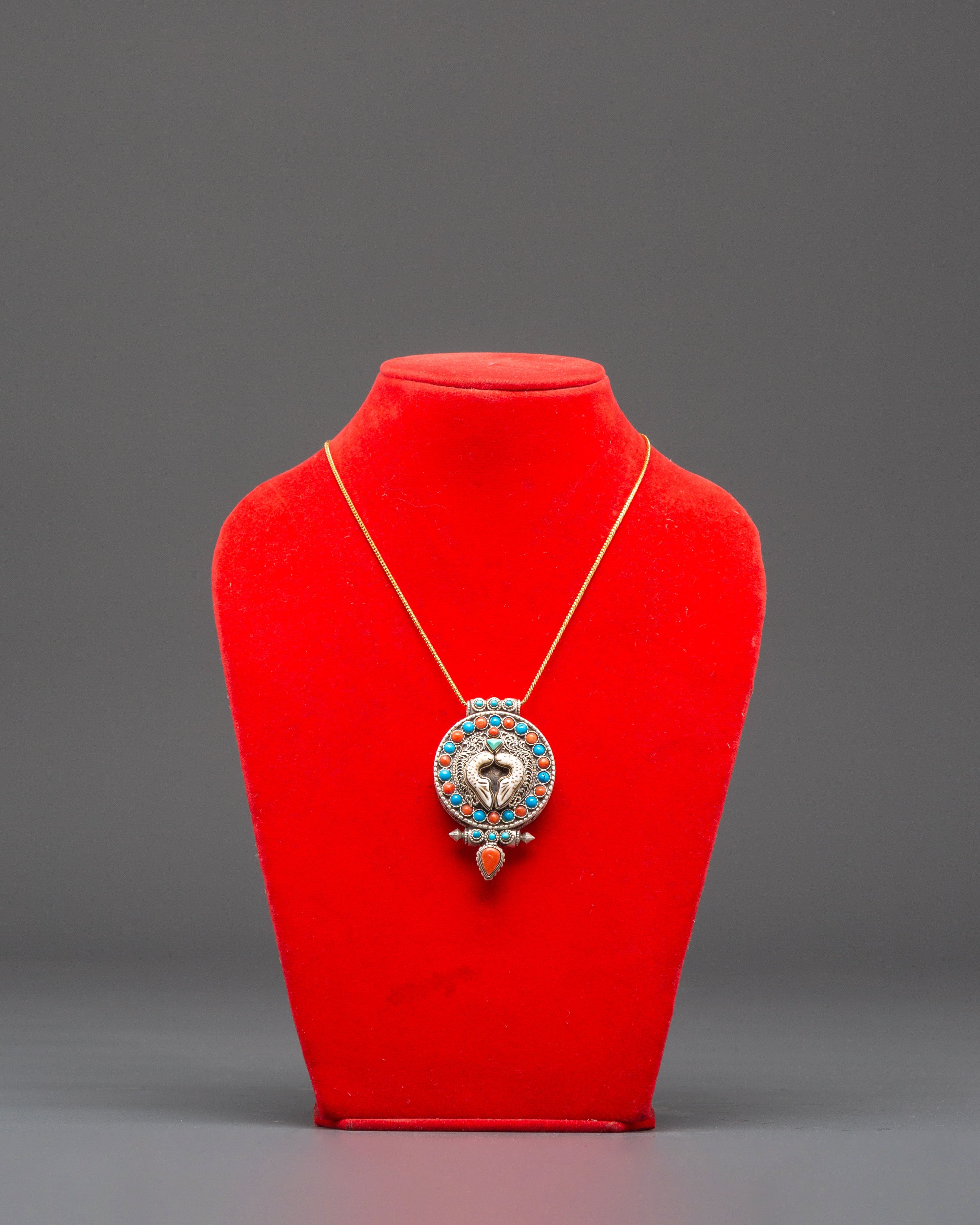 Sacred Buddhist Ghau Box Locket | Traditional Tibetan Amulet for Prosperity