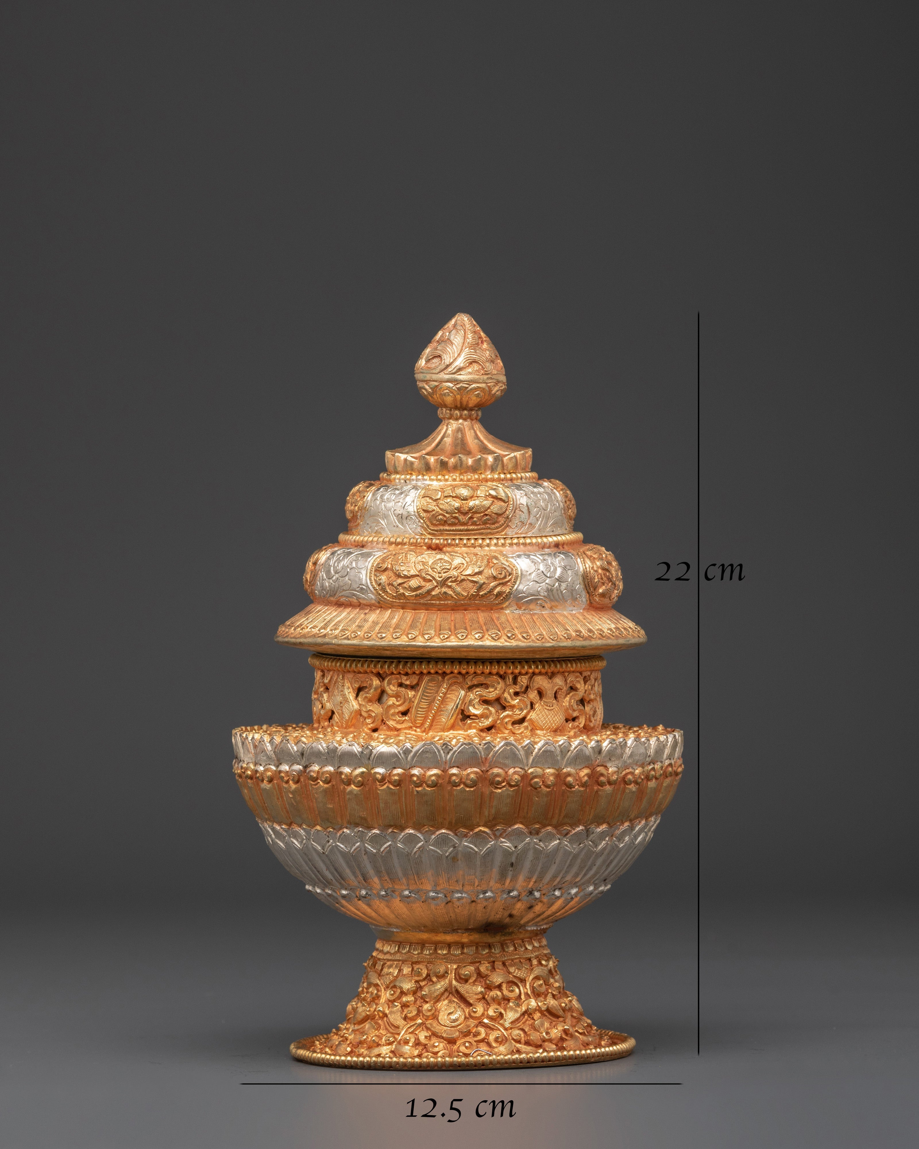 Himalayan Handcrafted Rice Pot | Traditional Copper & Silver Plated Art