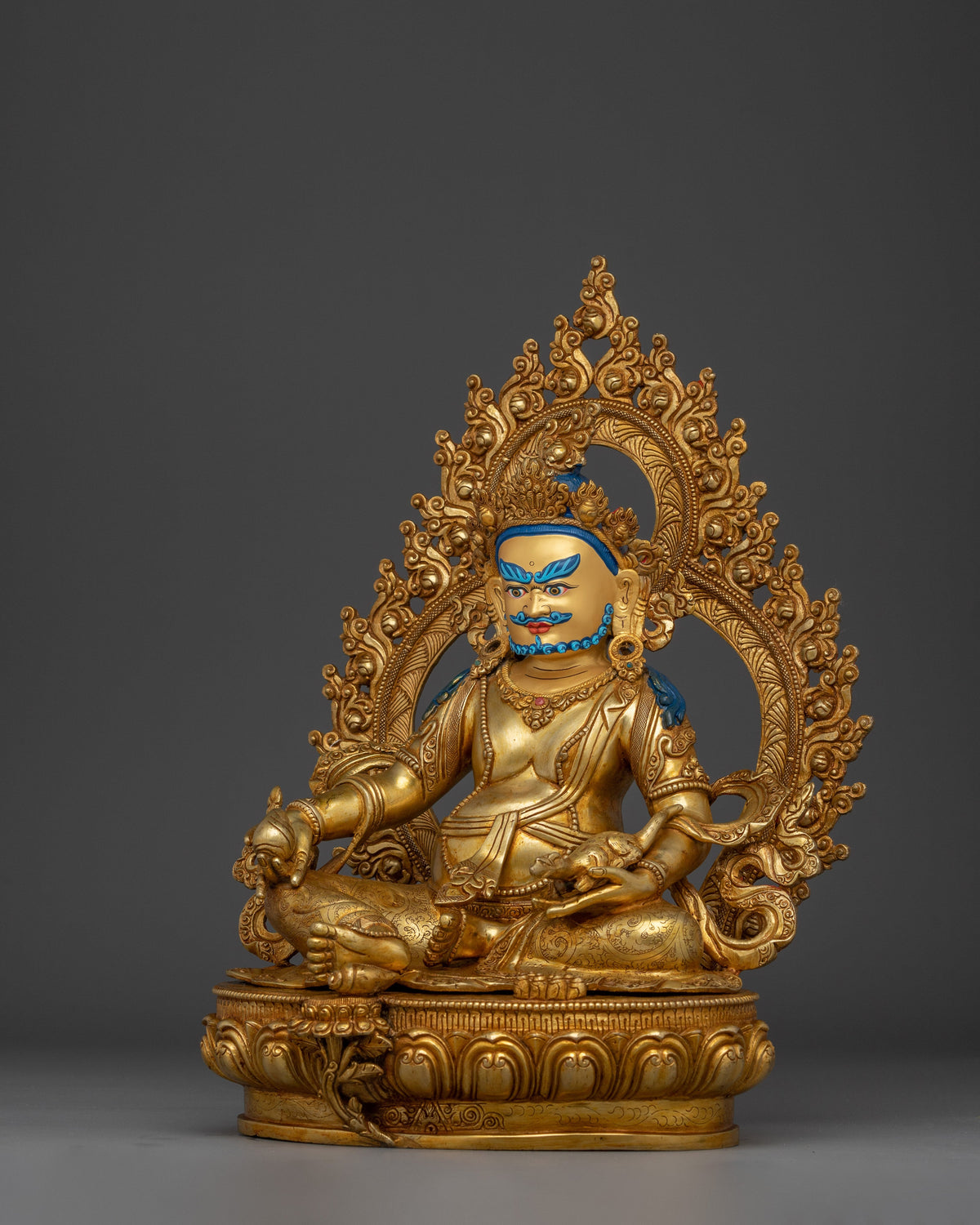 Wealth Lord Dzambhala Golden Statue | Guardian of the Wealth