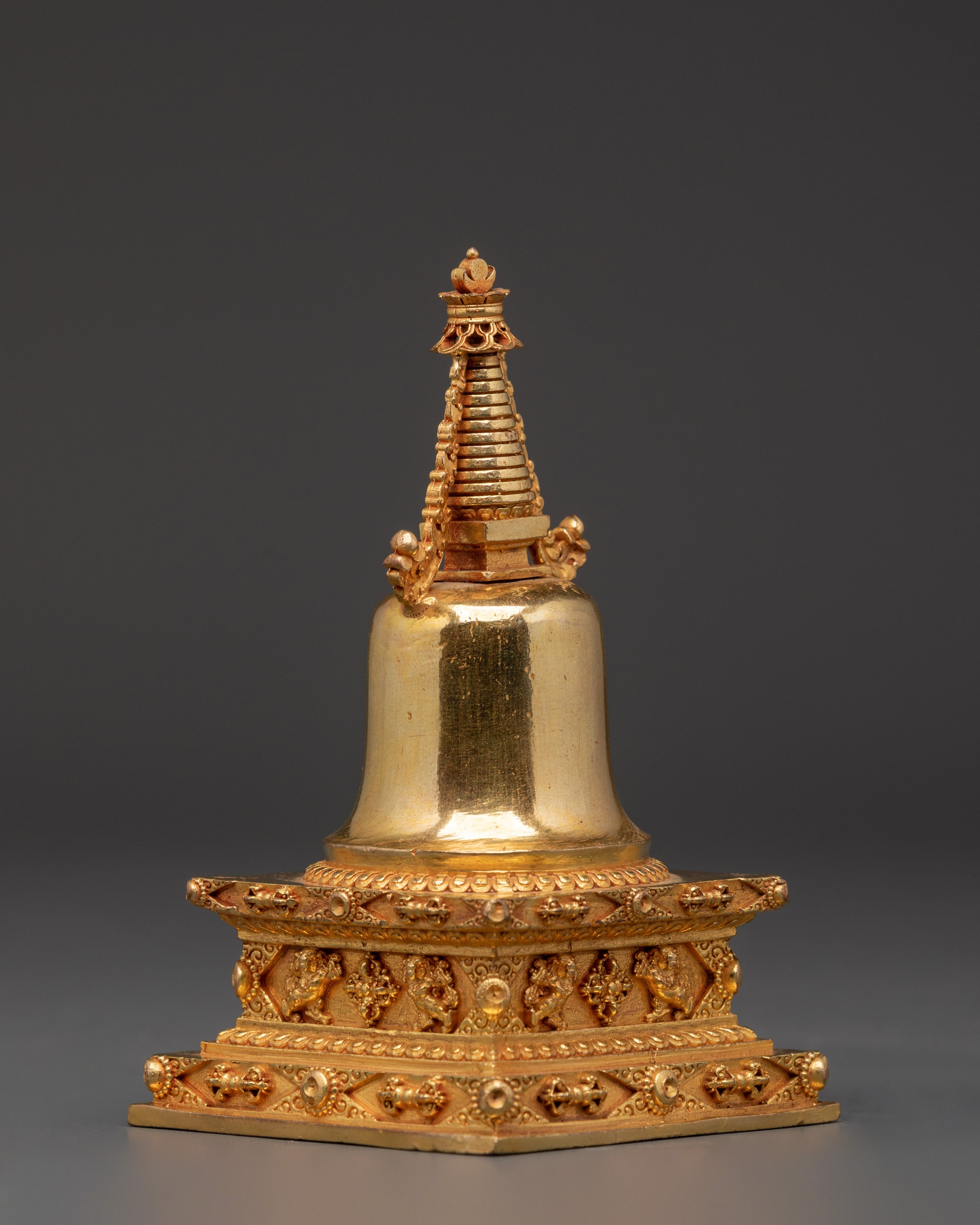 Enlightenment Copper Stupa | Handcrafted Gold Plated Tibetan Buddhist Statue