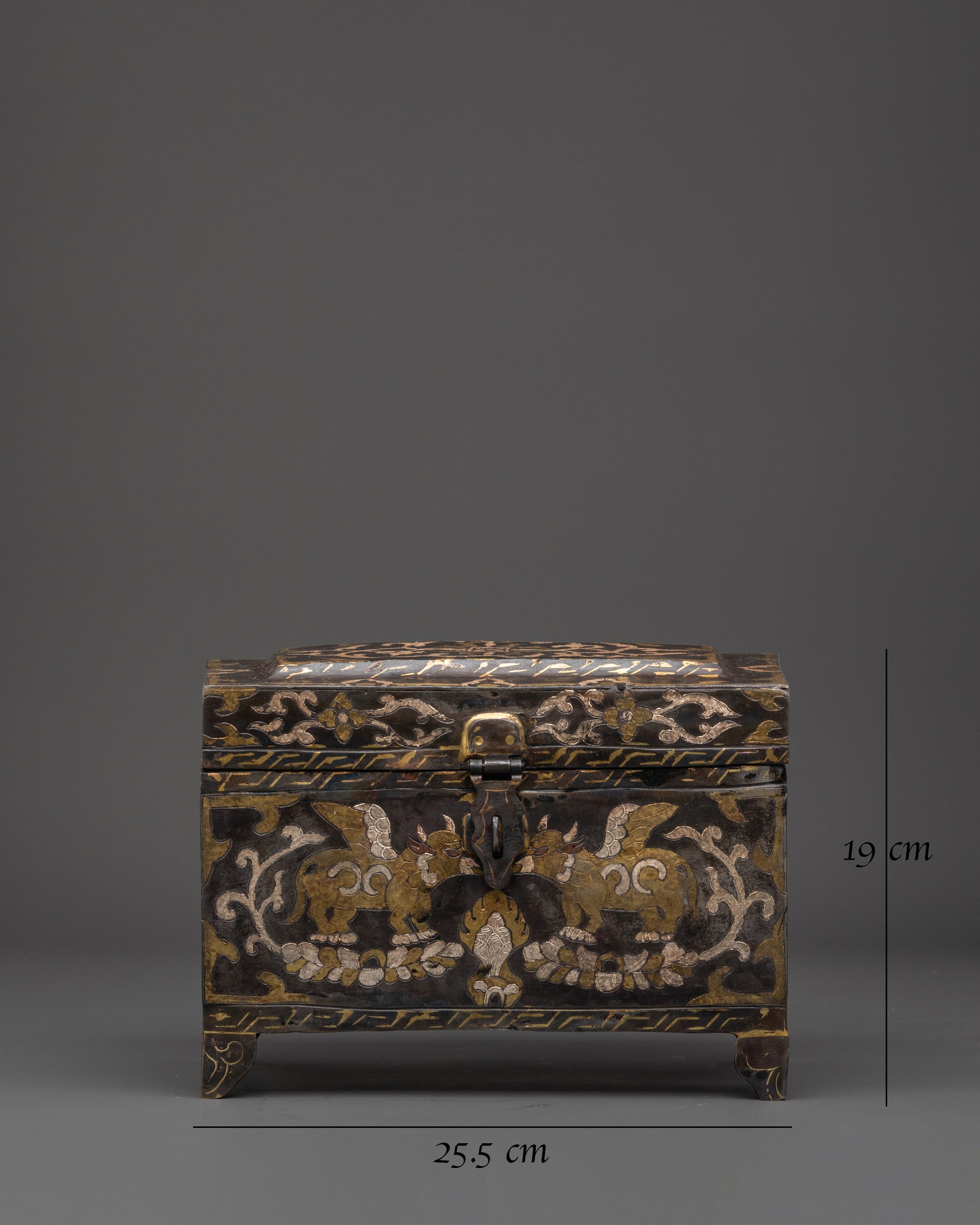 Silver And Brass Inlaid Spiritual Box | Decorative Iron Box for Home Decor