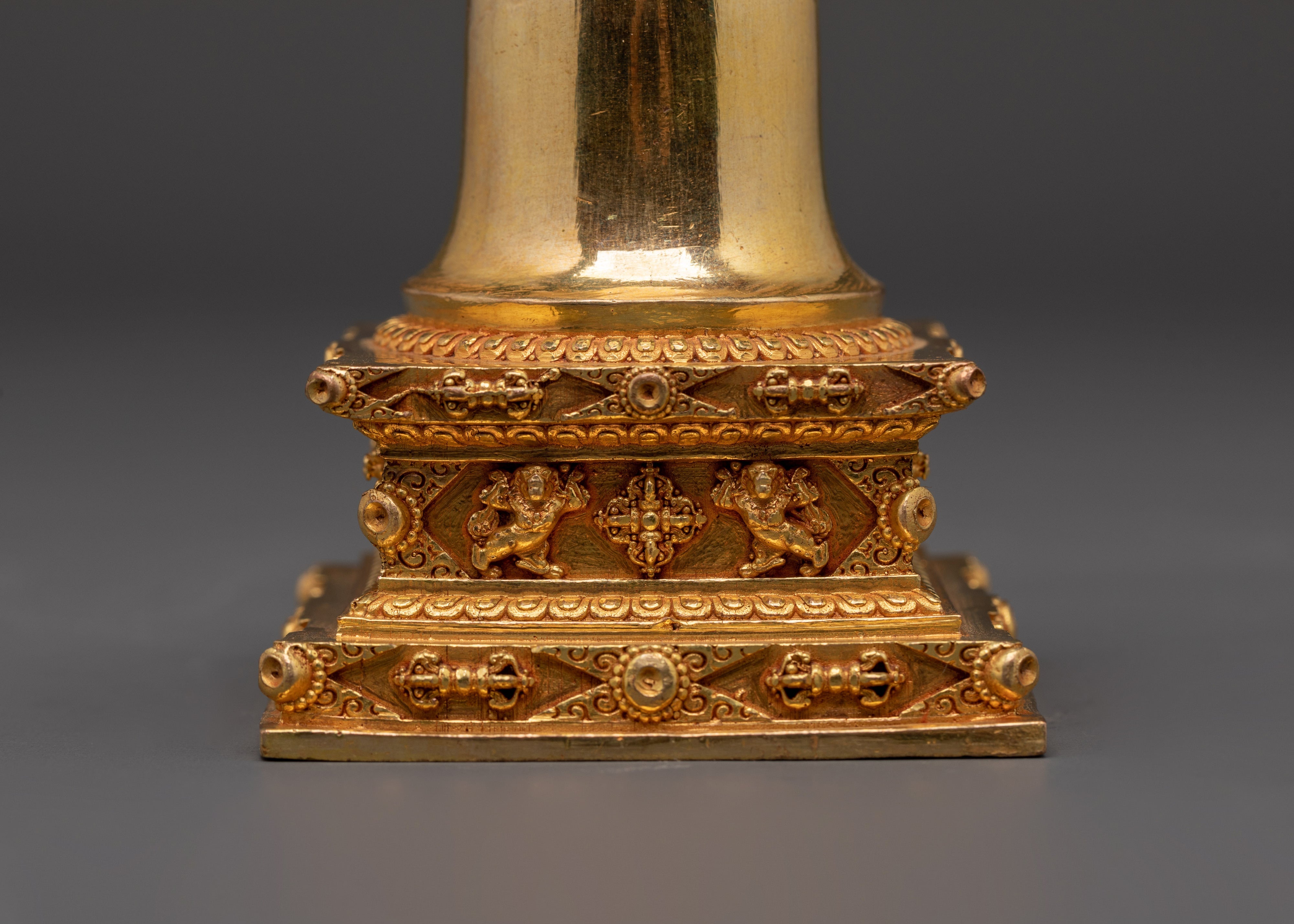 Enlightenment Copper Stupa | Handcrafted Gold Plated Tibetan Buddhist Statue