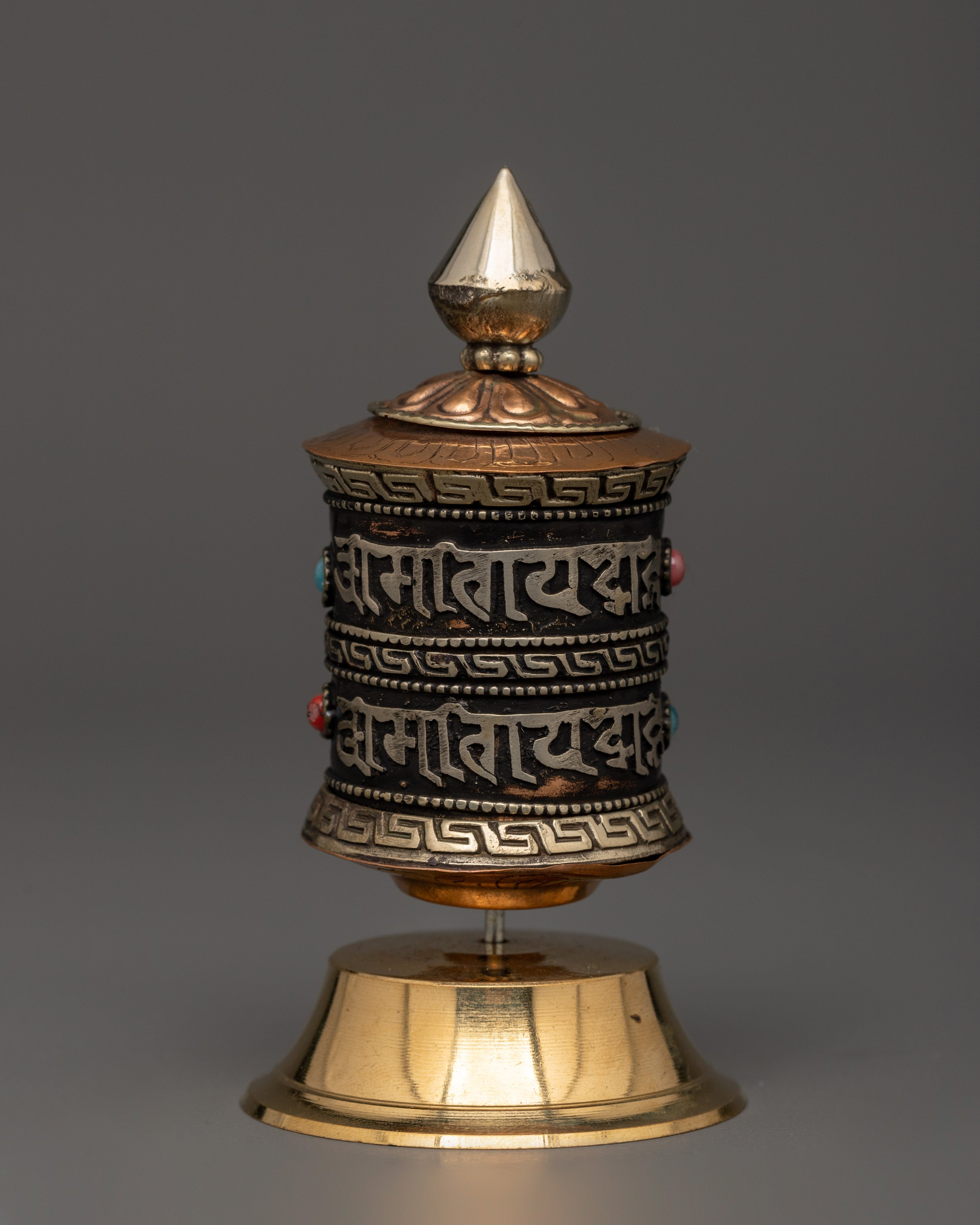 Tibetan Prayer Wheel with Coral