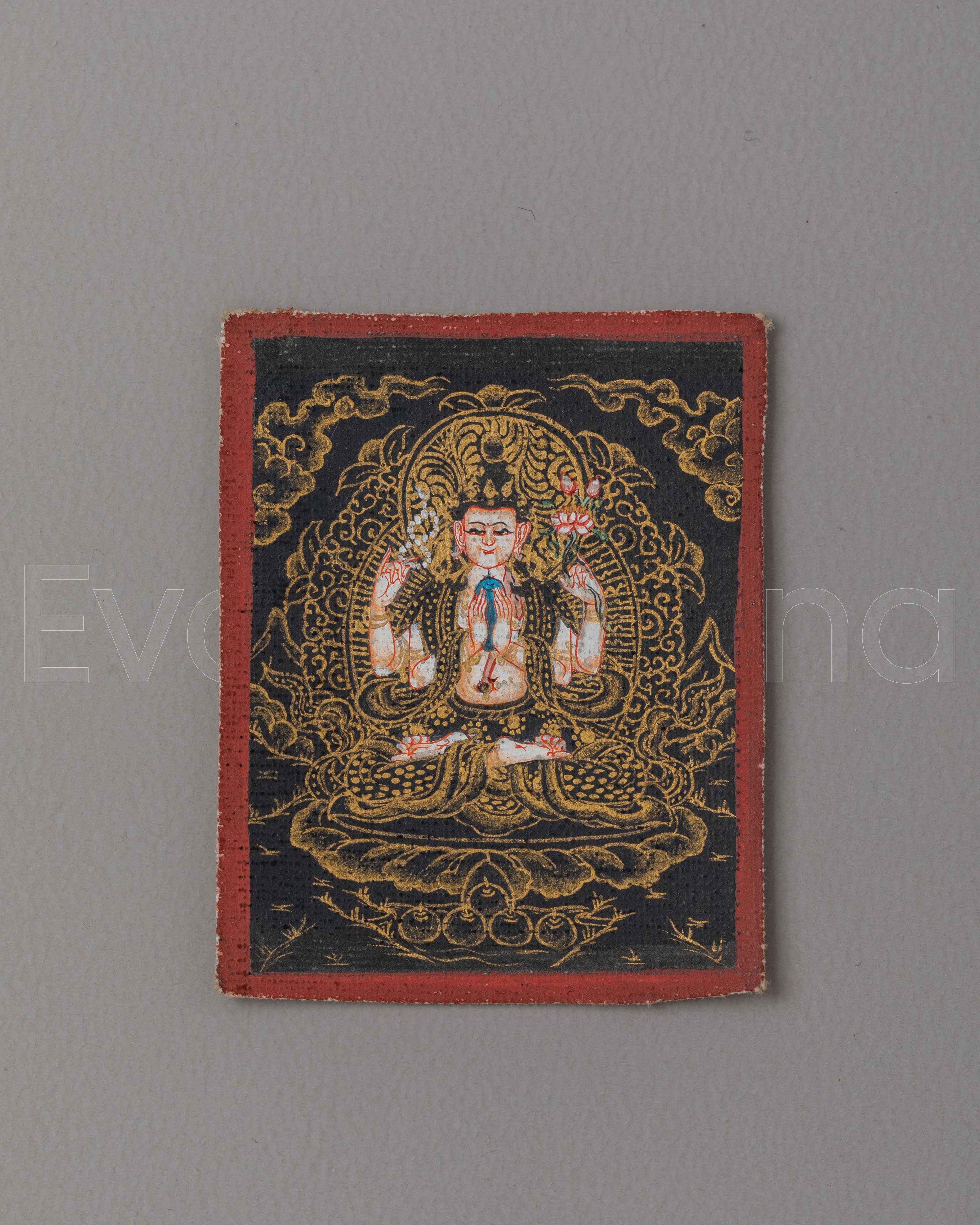 Chenrezig Thangka for Locket | Handmade Tibetan Art