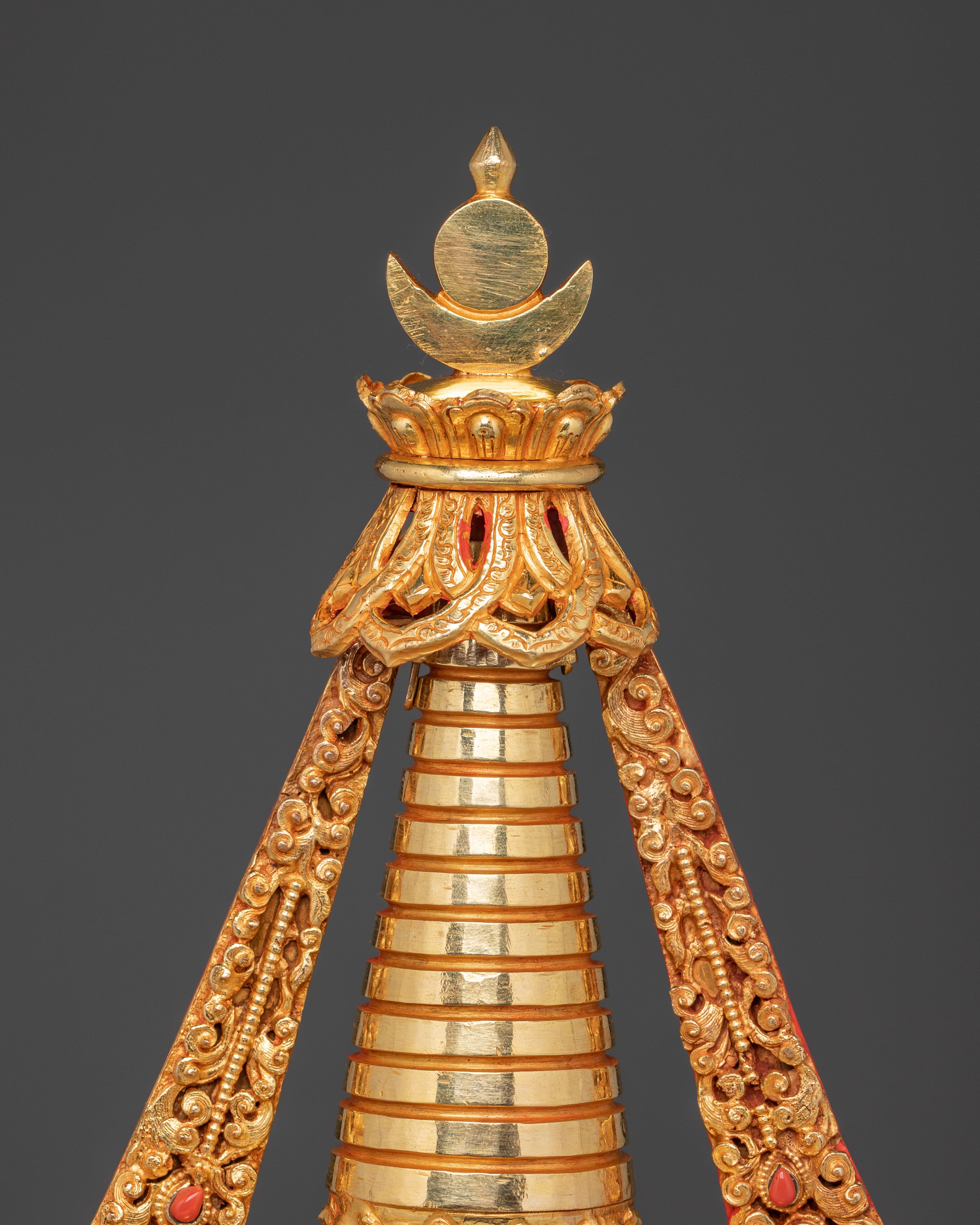 Turquoise Coral Stupa for Tibetan Altar & Meditation