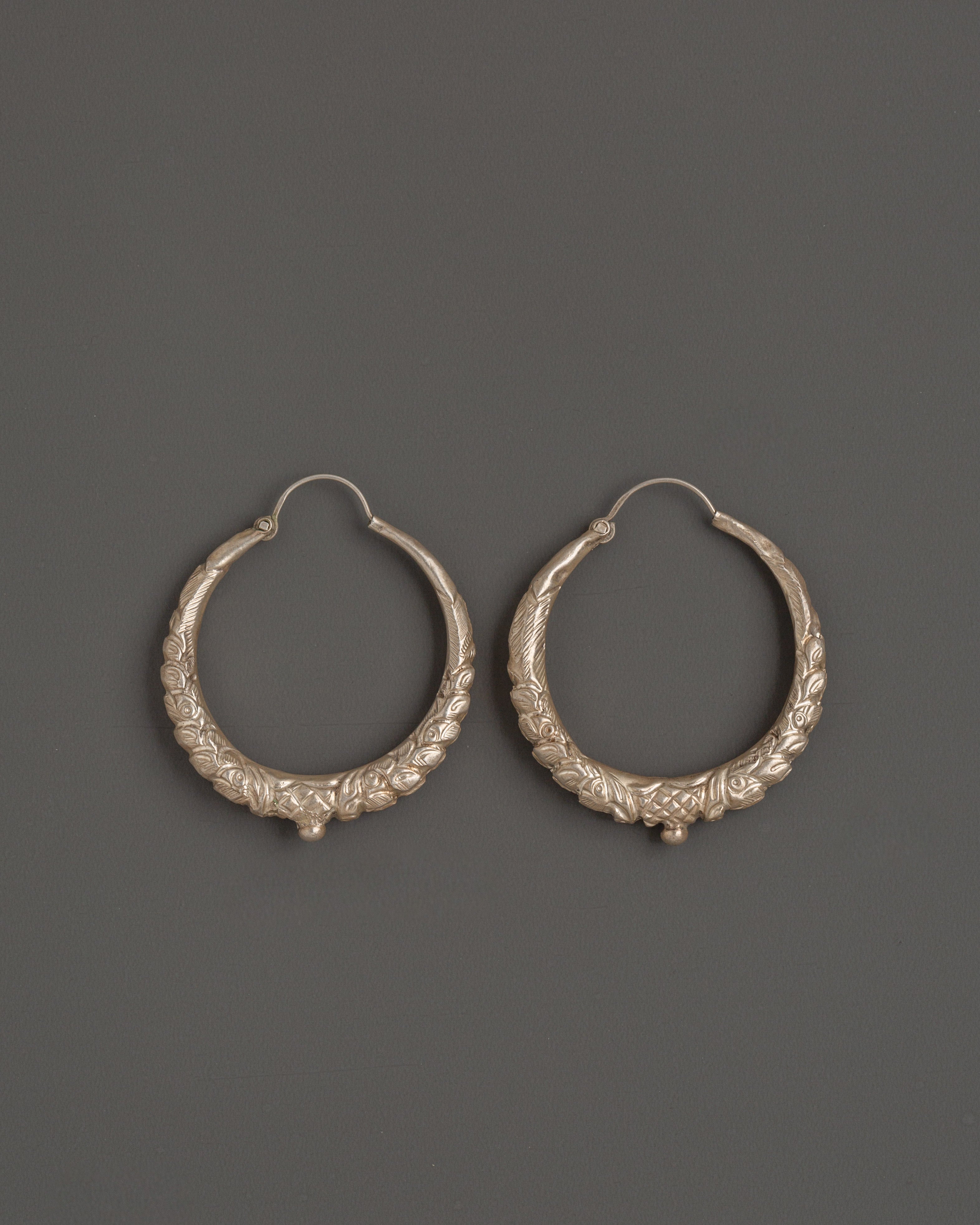 Handcrafted Tibetan Hoop Earrings Set