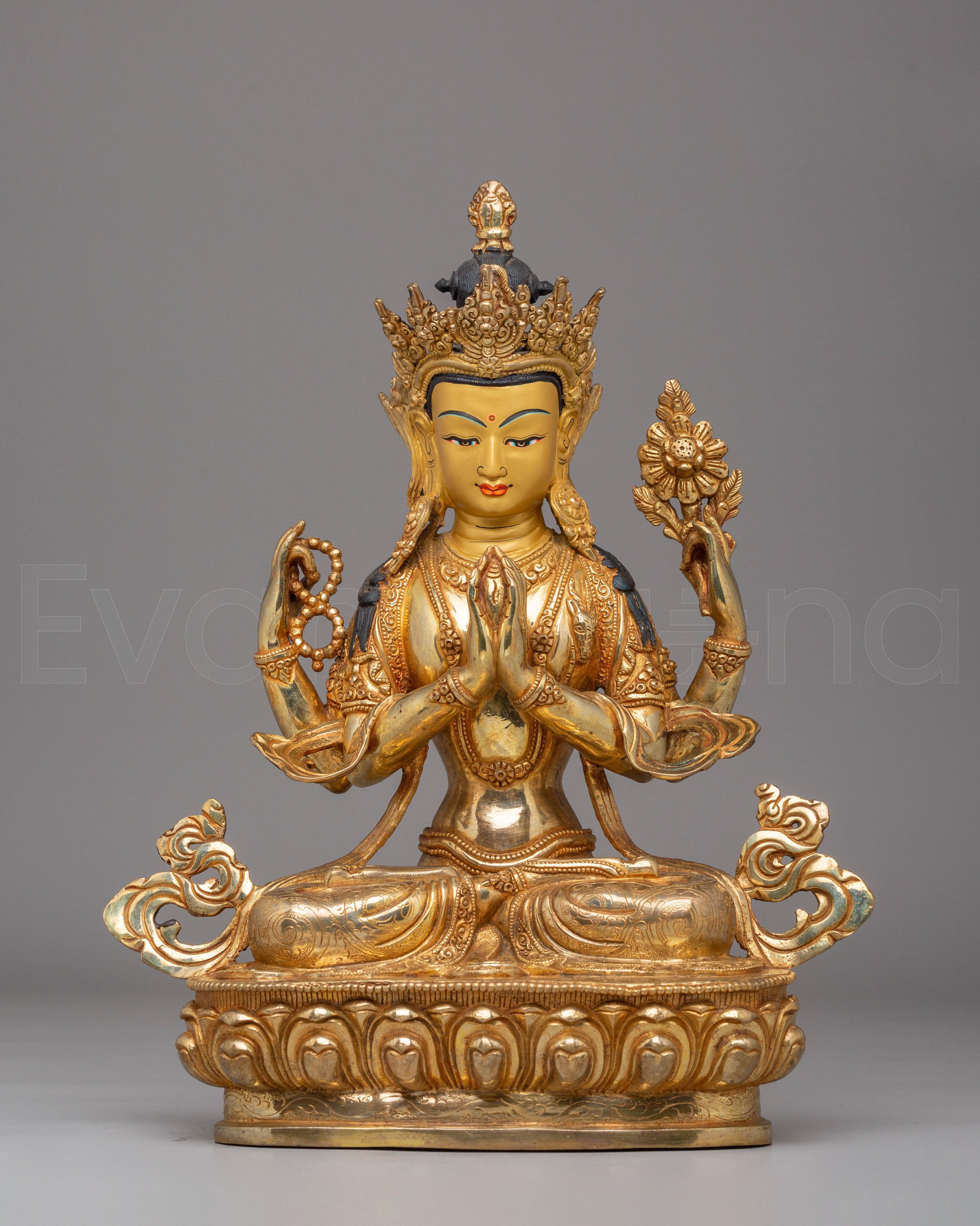 Handcrafted Copper Statue of Chenrezig