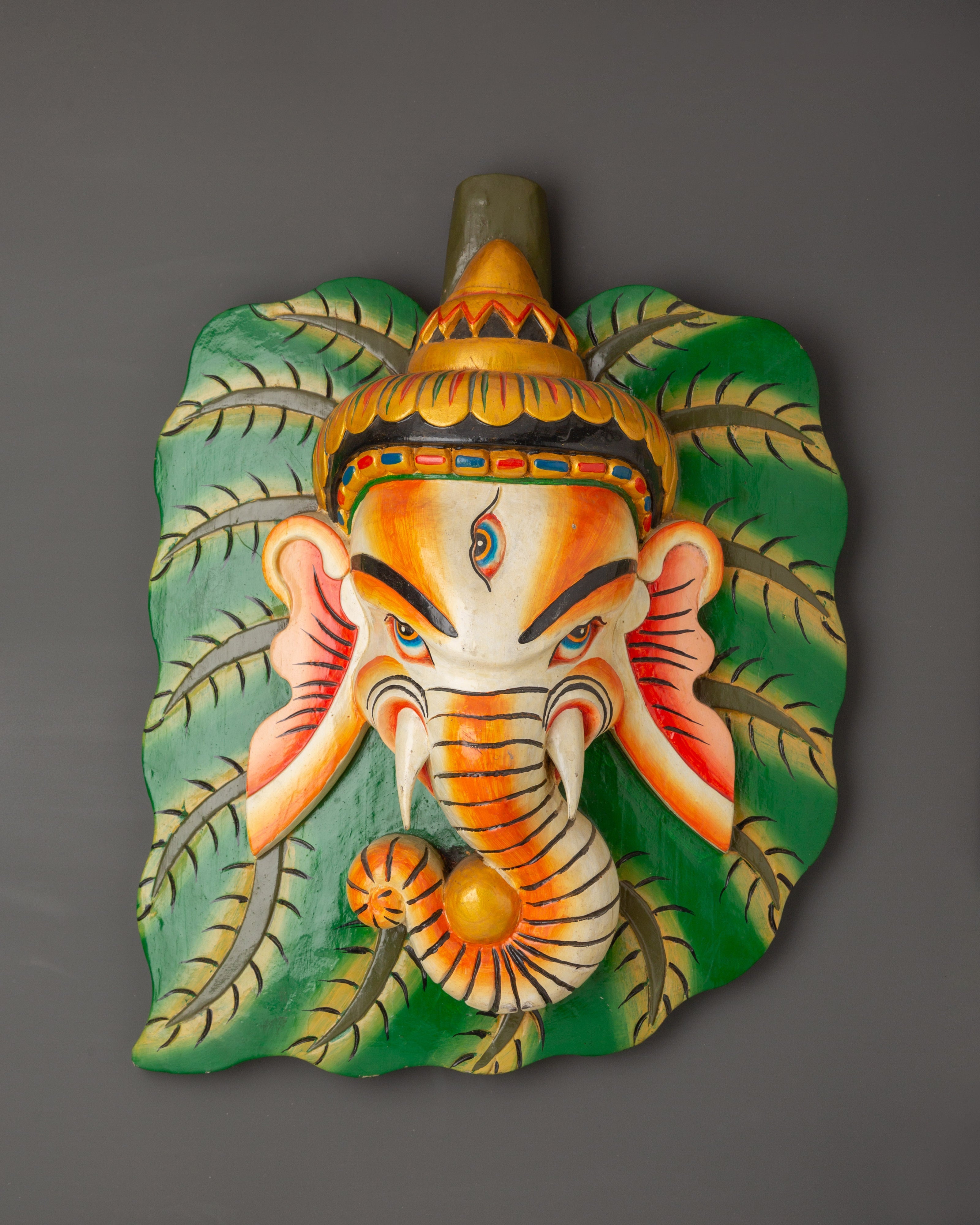 Ganesha leaf wall plaque