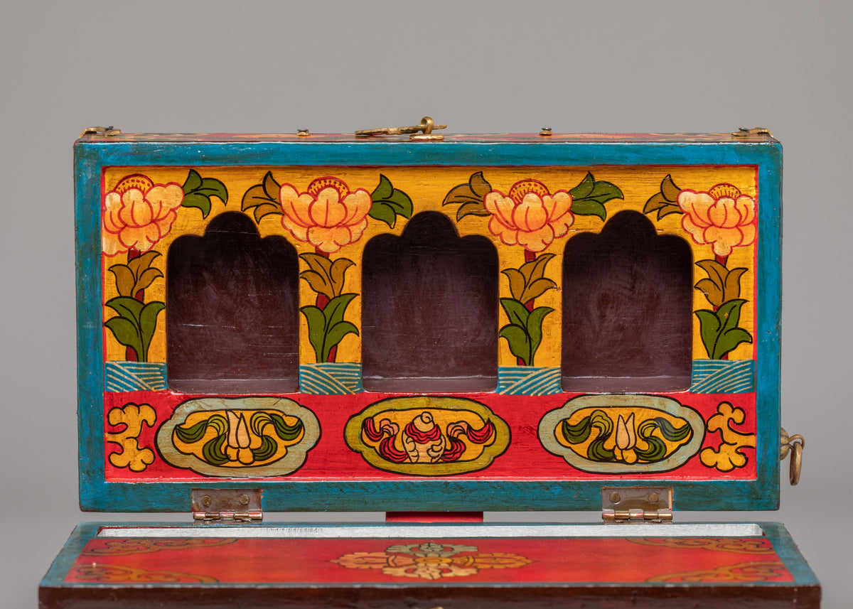 Tibetan Altar Box with Statue | Perfect for Meditation & Spiritual Decor