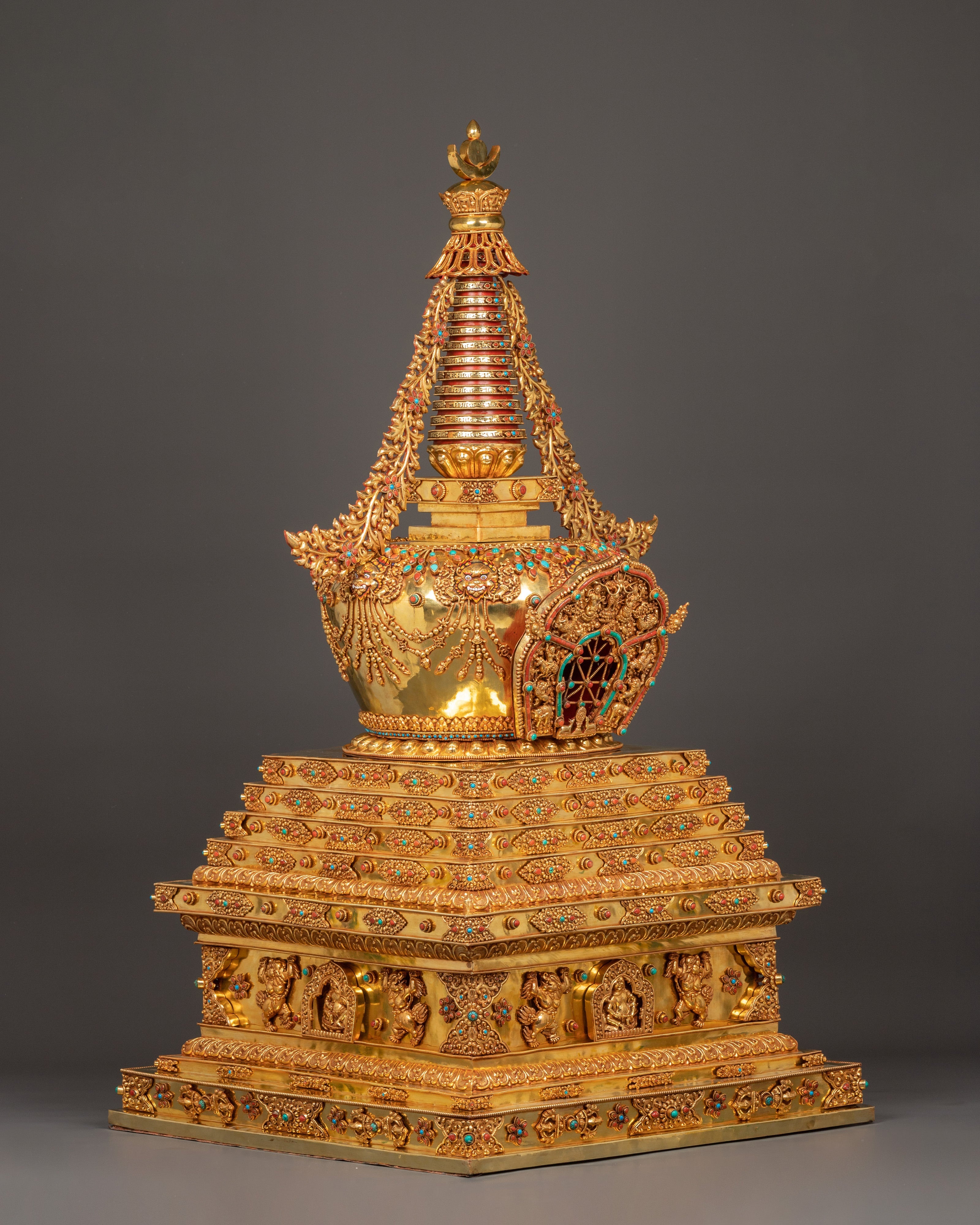Handcrafted Gold-Plated Tibetan Stupa for Sacred Spaces | Perfect for Spiritual Decor