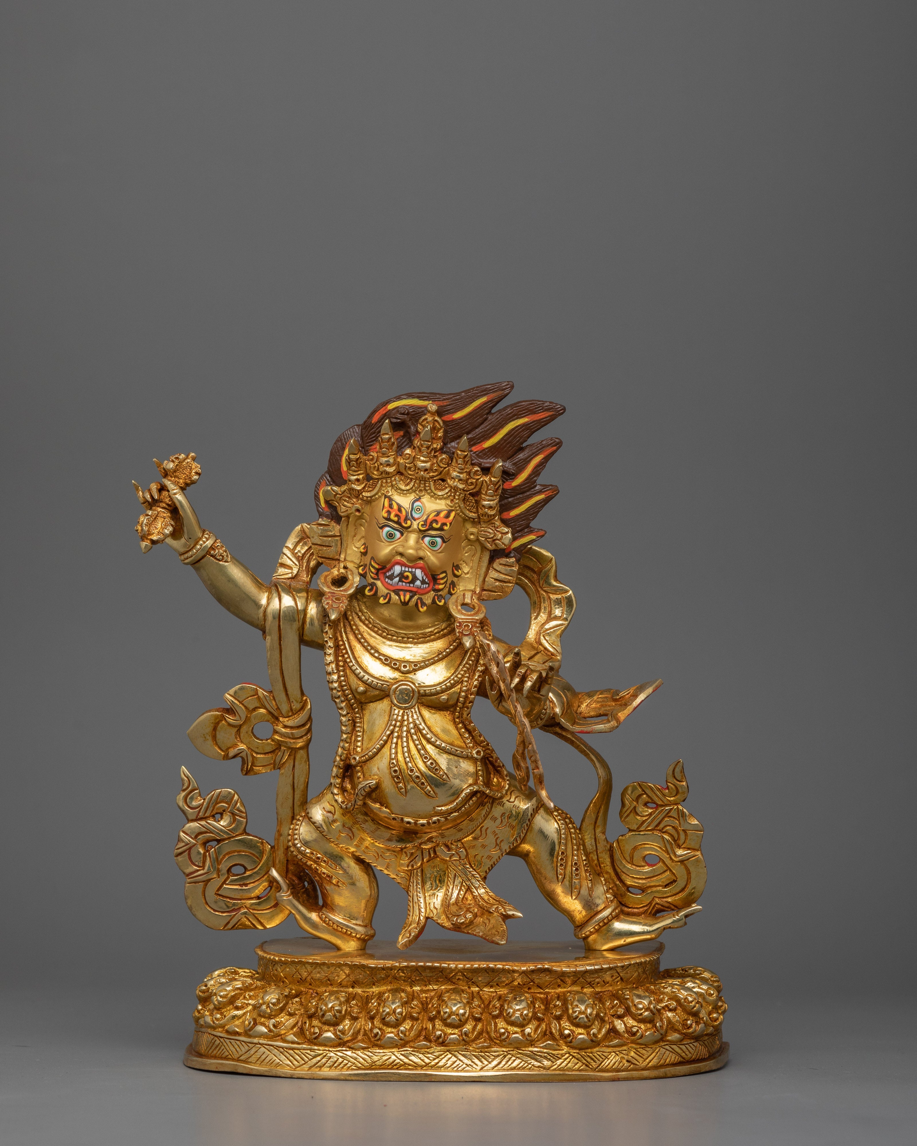Buddhist Sculpture of Wrathful Vajrapani | Symbol of Protection and Spiritual Strength