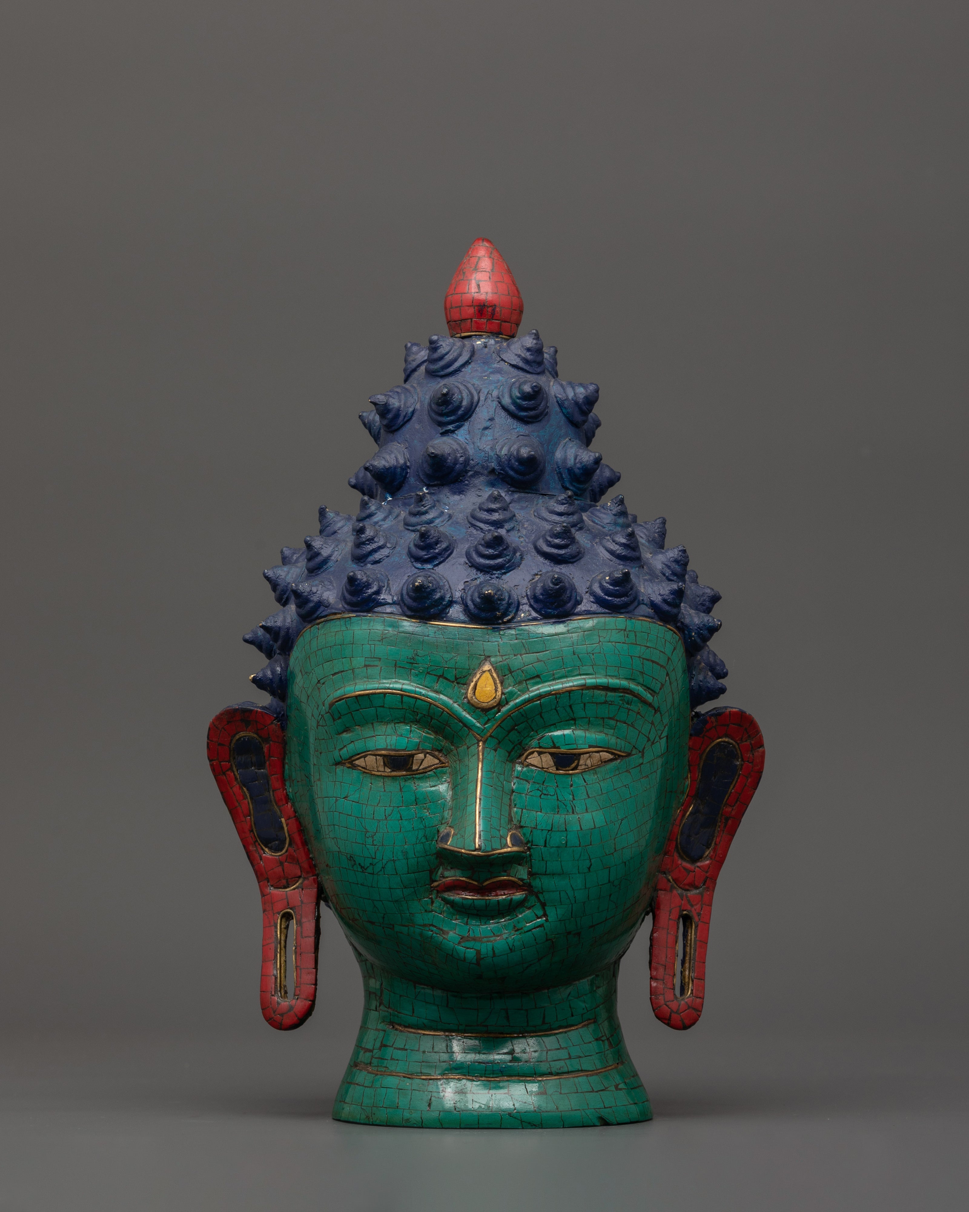 Large Brass Buddha Head Statue