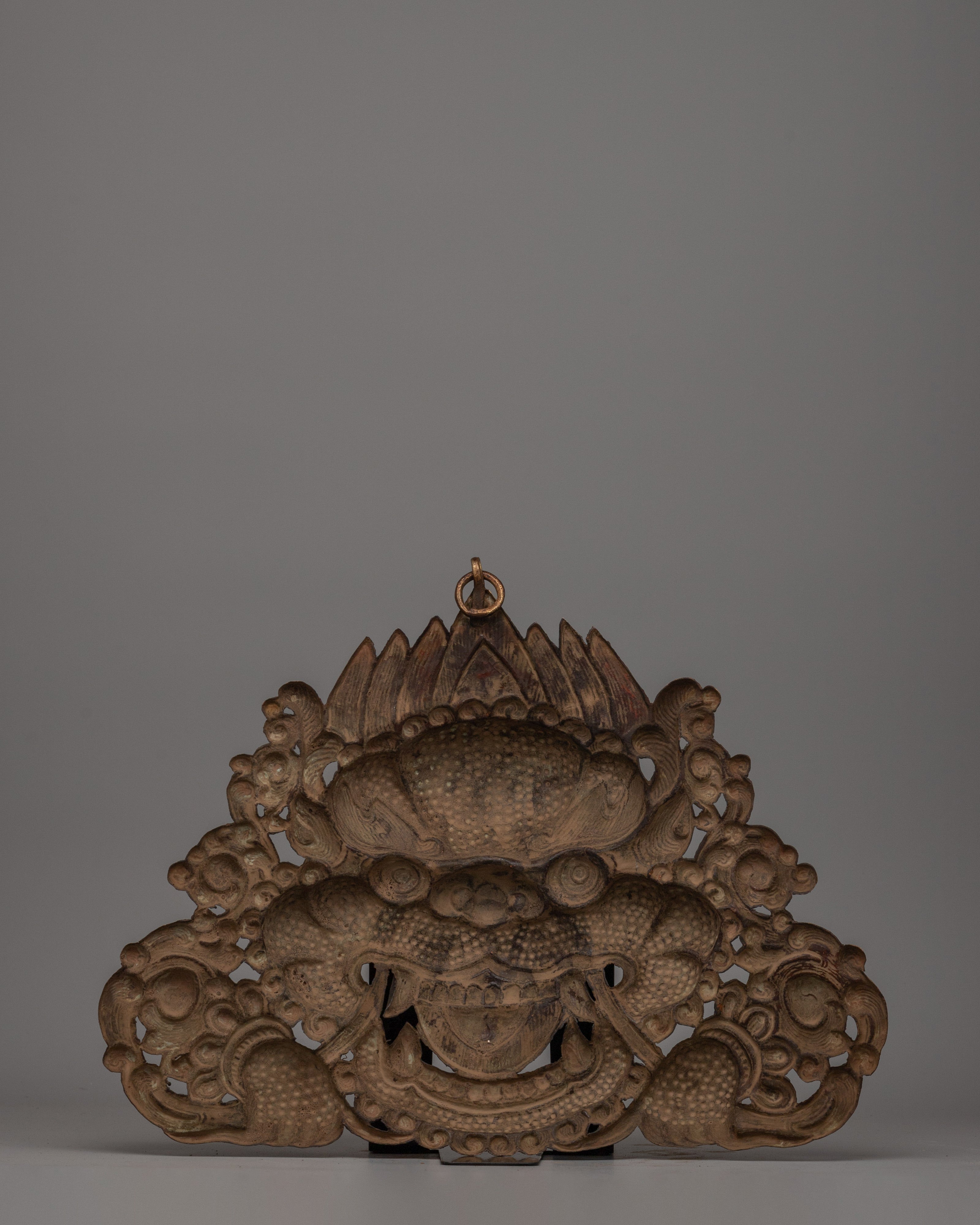 Gold-Plated Kirtimukha Mask | Copper Wall Decor