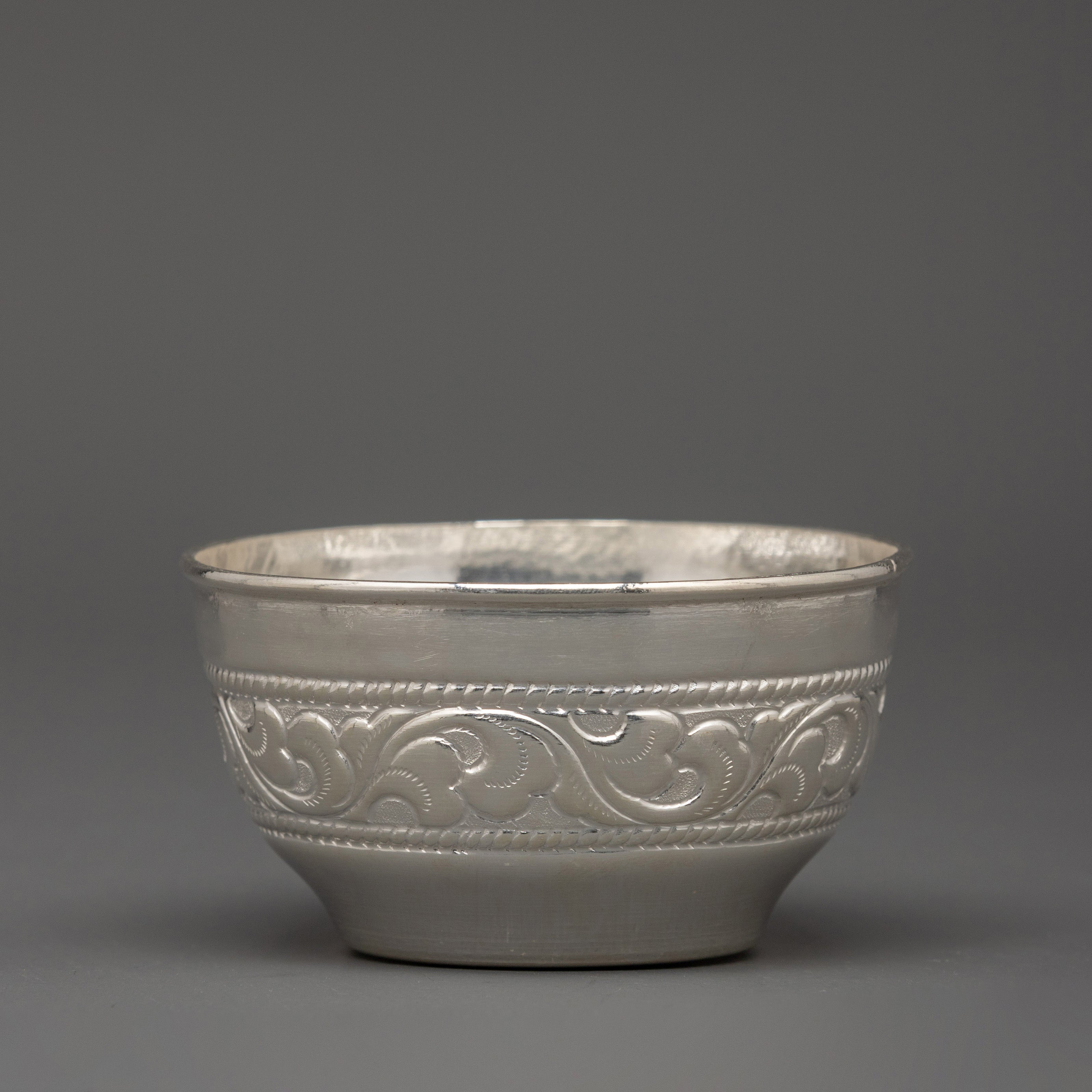 Handcrafted Pure Silver Water Offering Bowl Set | Ritual & Meditation Decor