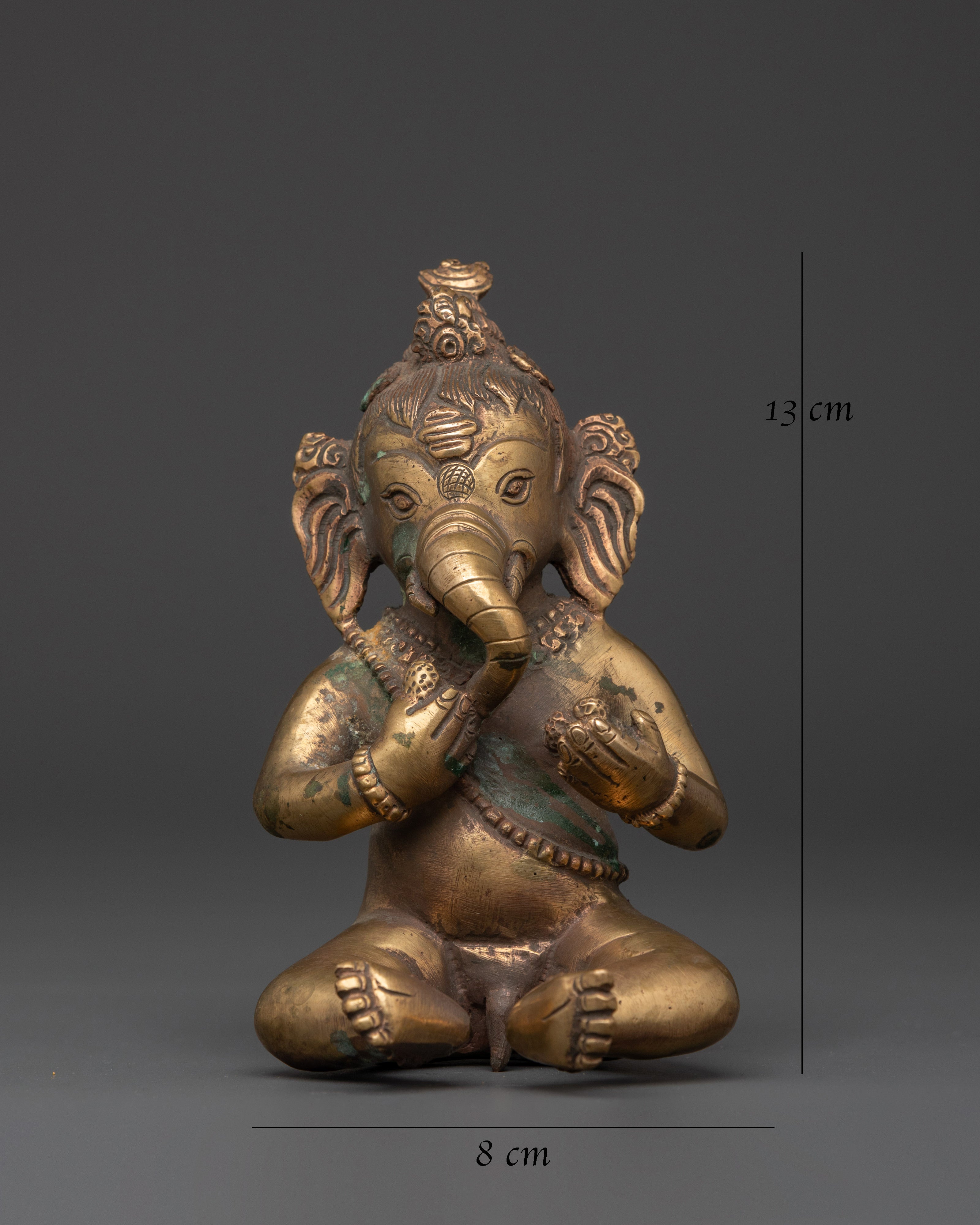 God of wisdom Ganesh figurine | 13cm, Brass Body