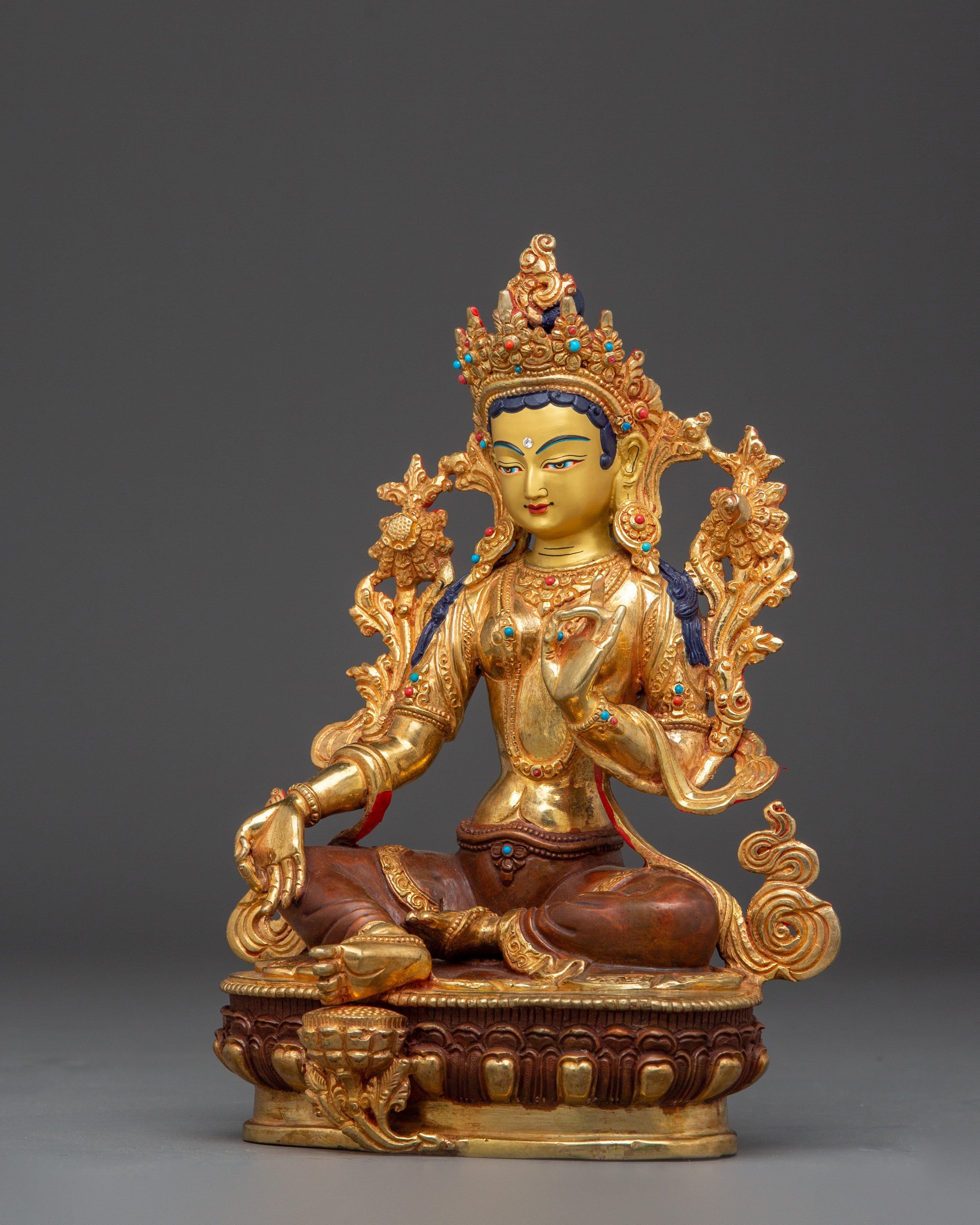 Green Tara Copper Handmade Statue | Shyama Tara - Mother of All Buddhas