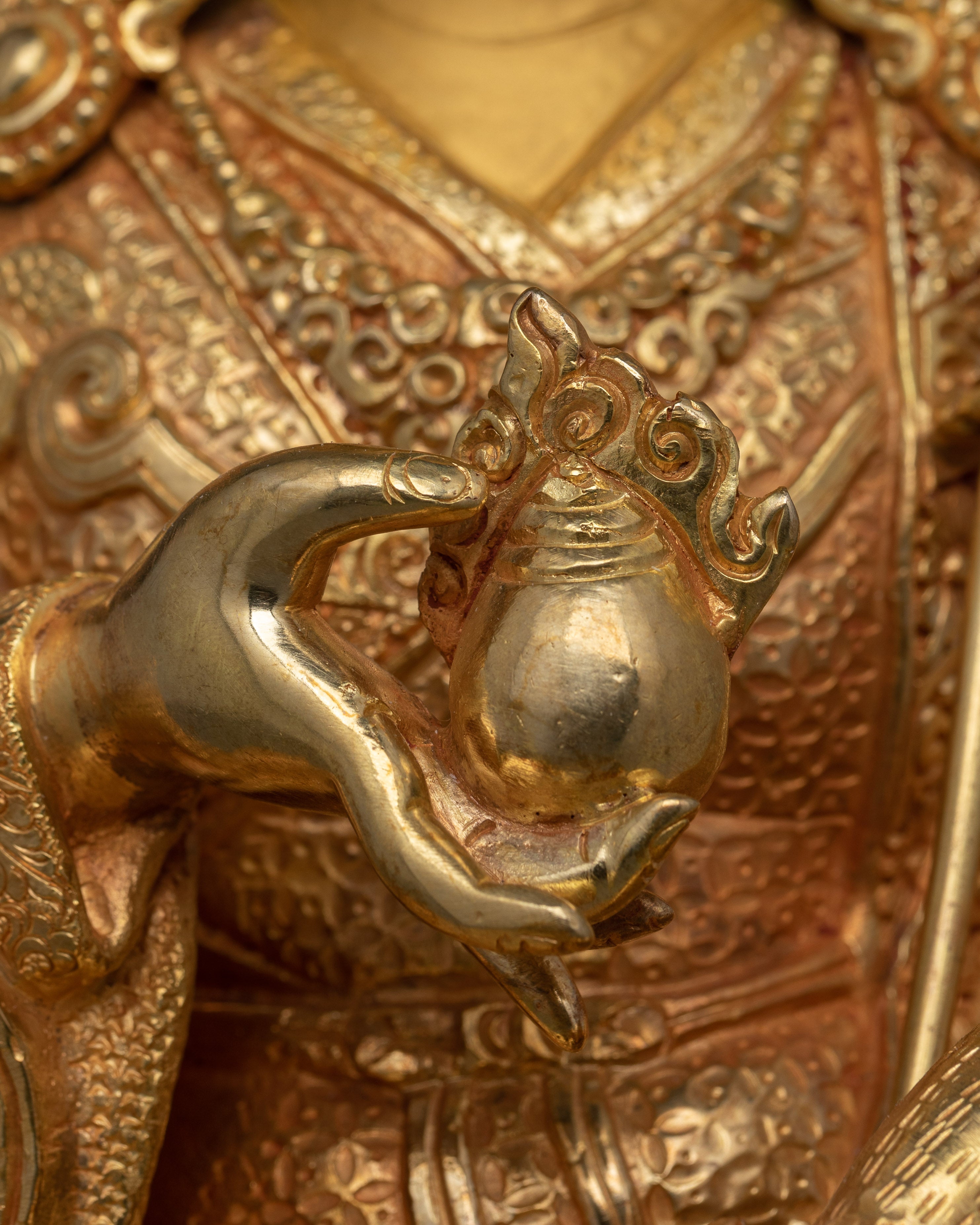 24K Gold Spiritual Figure Guru Norla Statue | Invoking Prosperity and Wealth