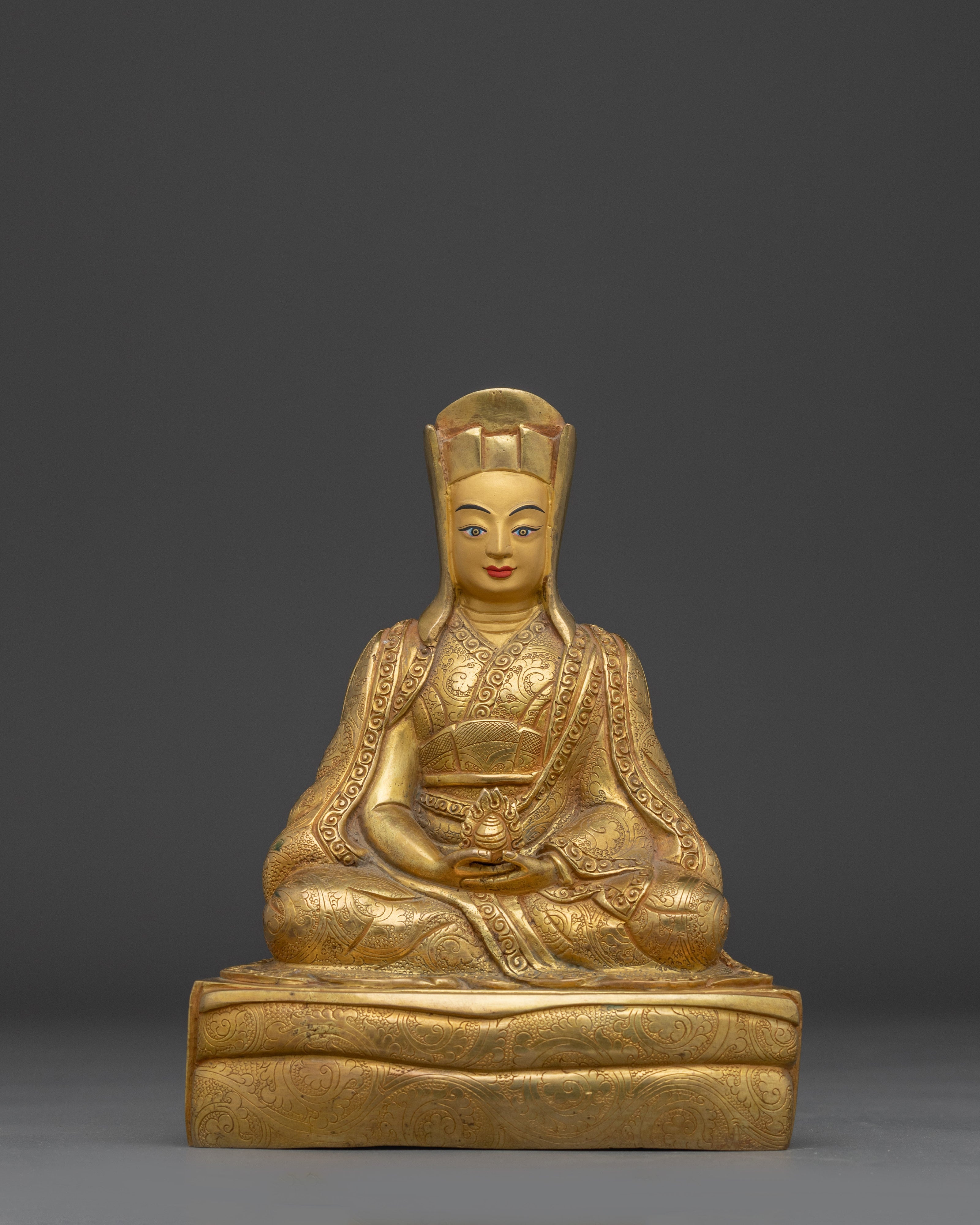 24K Gold Gilded Gampopa Statue