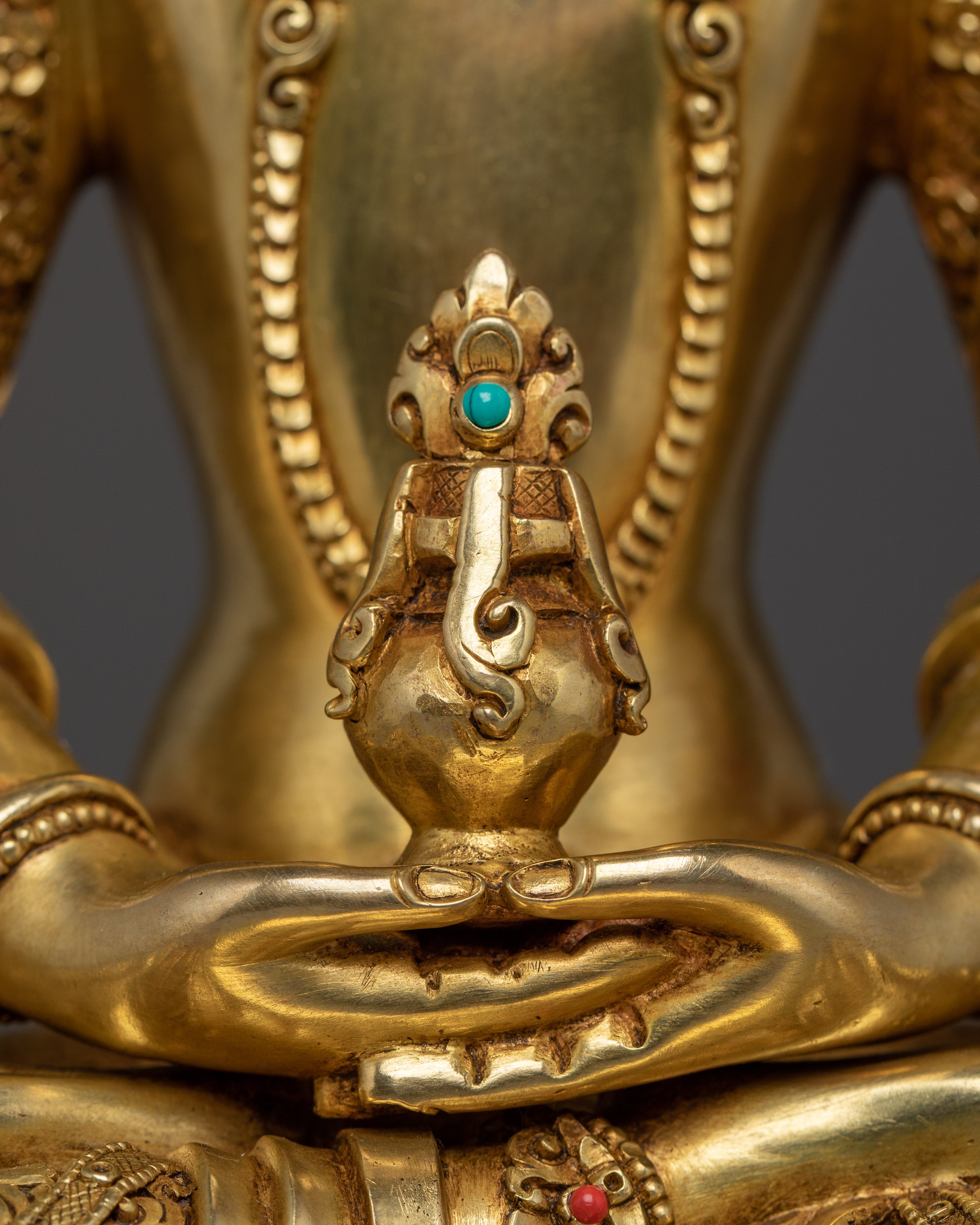 24k Gold Gilded Sculpture of Amitayus | Embodiment of Infinite Life and Longevity