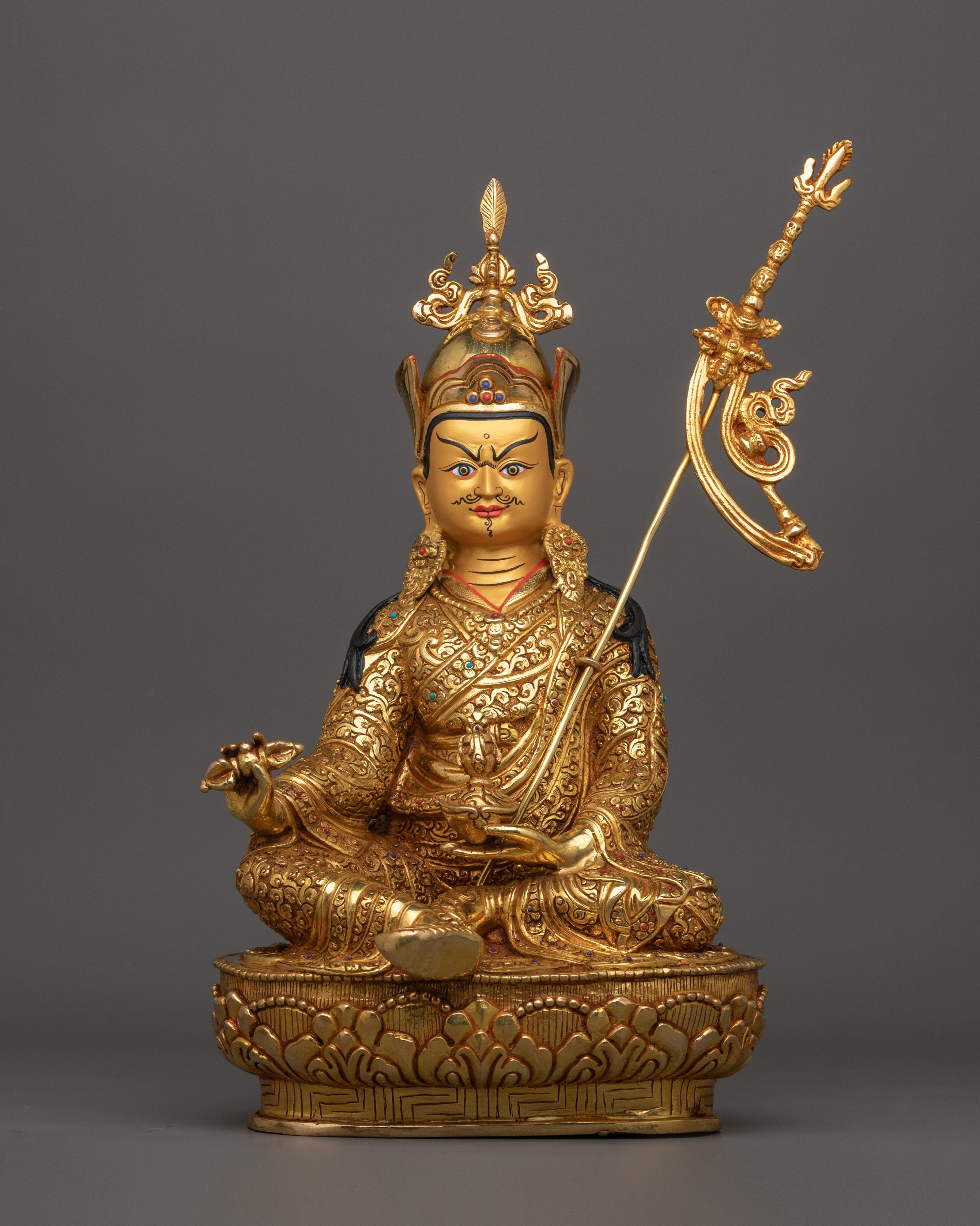 Statue Of Guru Rinpoche with consort | Mandarava and Yeshe Tsogyal
