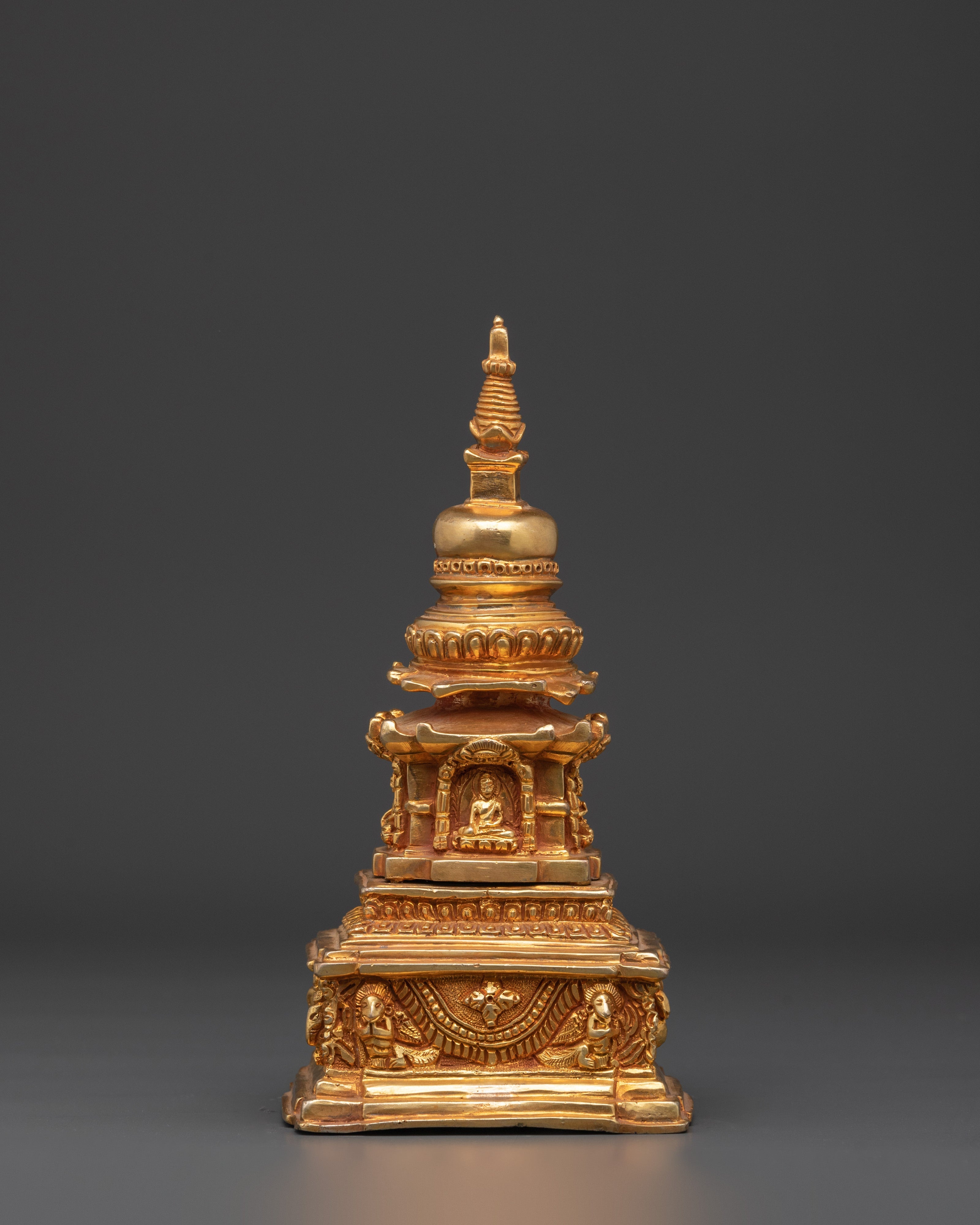 Copper Stupa with Gold Plating | Spiritual Decor