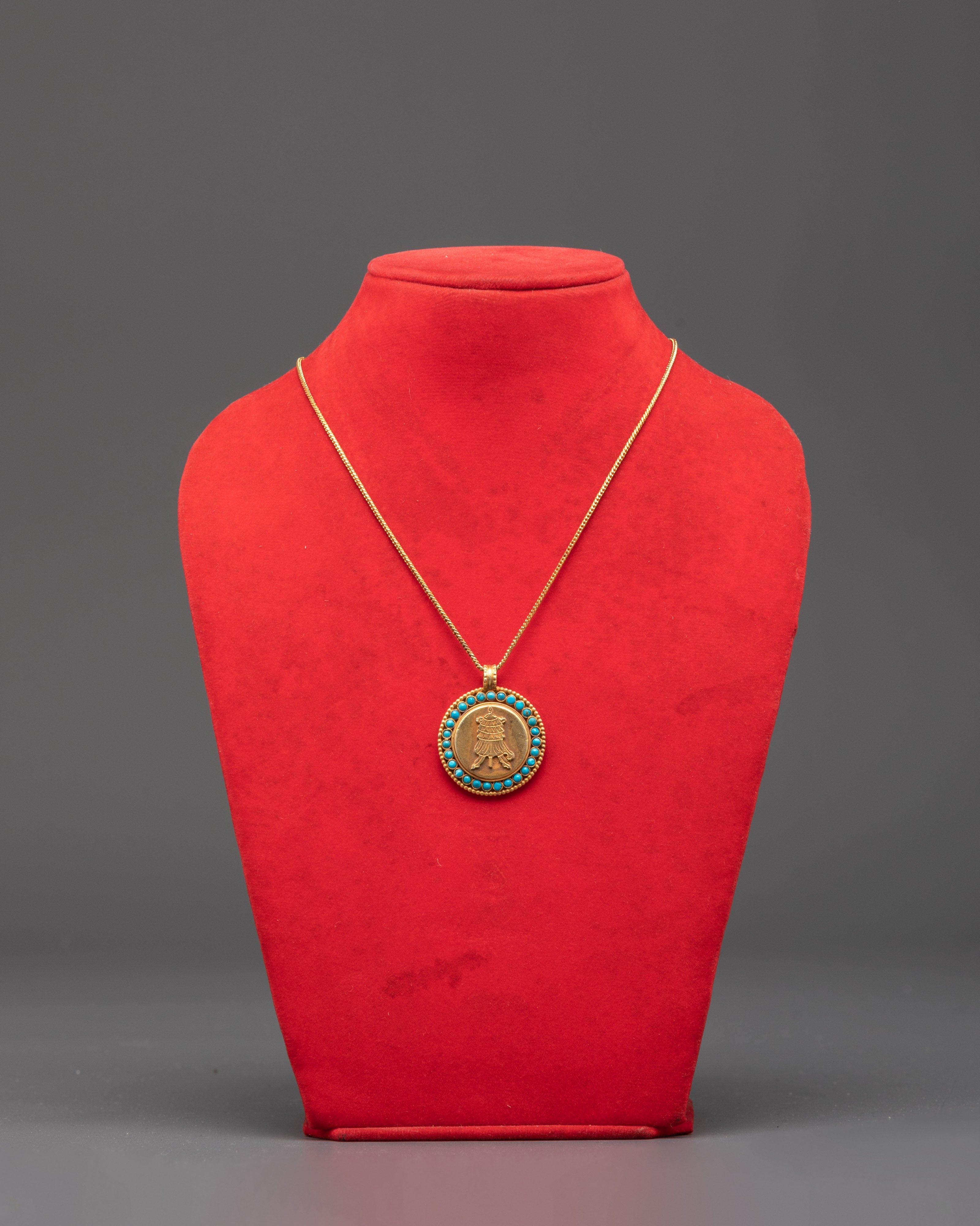 Handcrafted Parasol Locket Pendant | Silver & Gold Plated with Turquoise