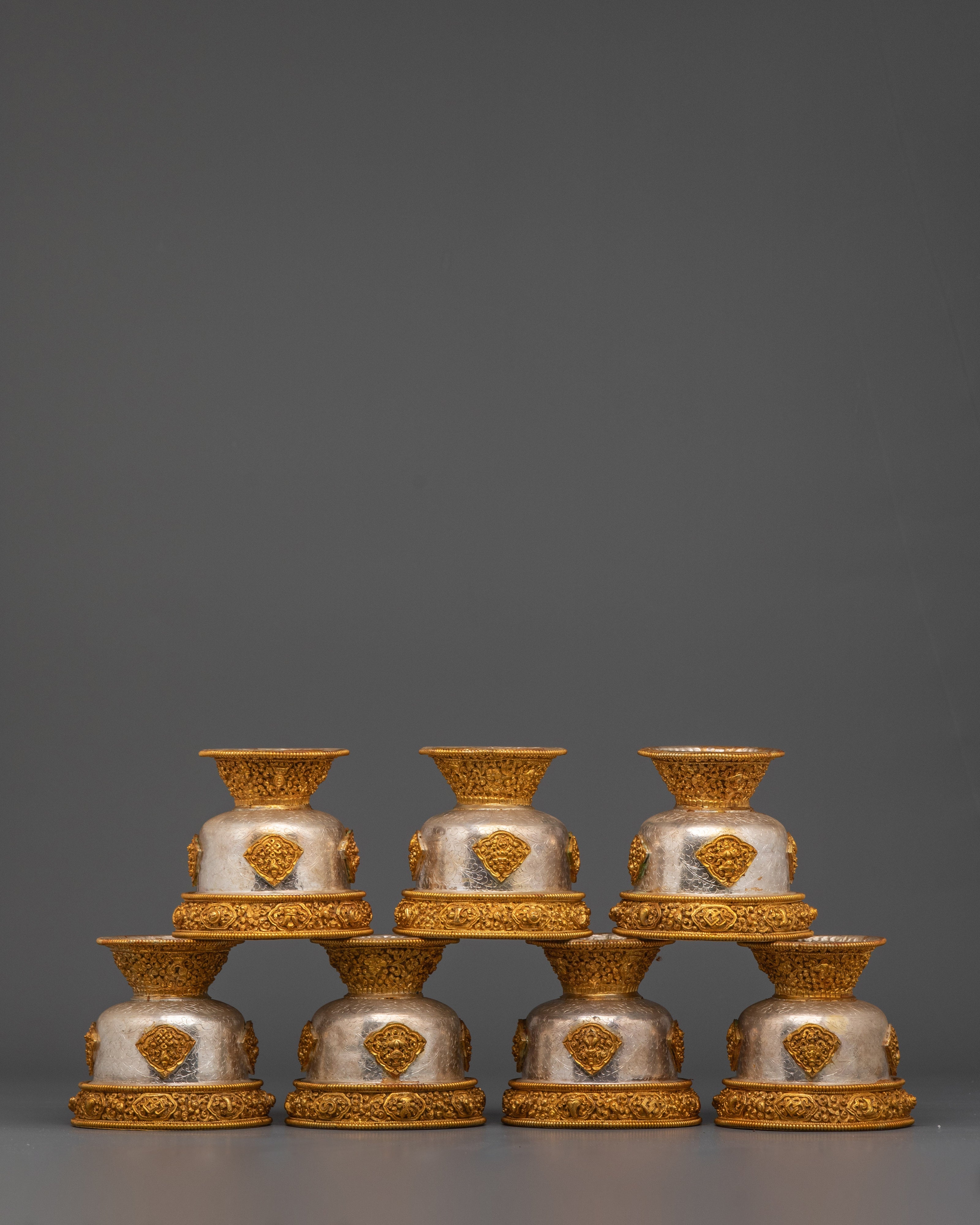 Buddhist Silver Offering bowl set