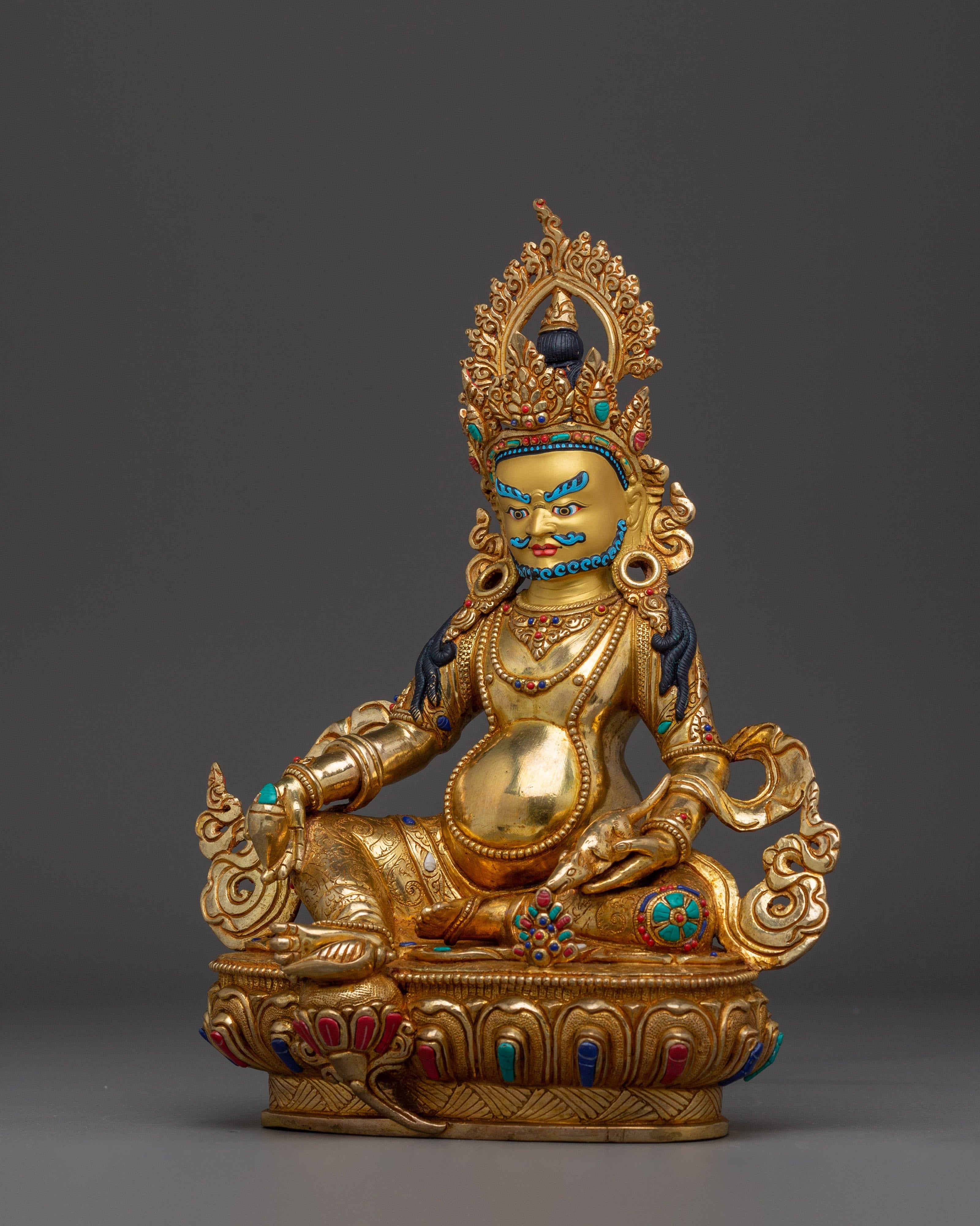 Dzambhala statue in 24K gold-gilded | Symbol of Prosperity and Protection
