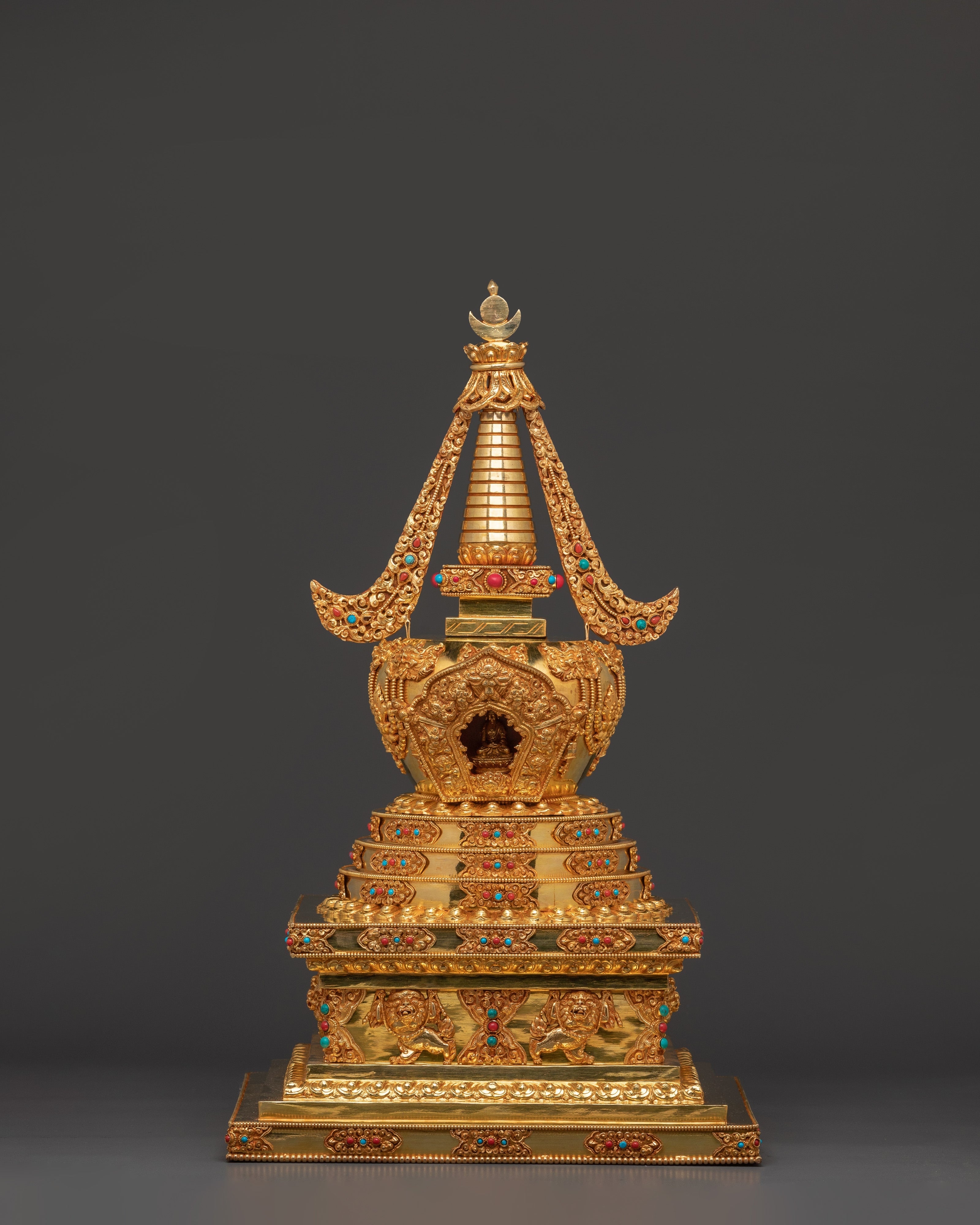 Gold-Plated Copper Buddhist Stupa