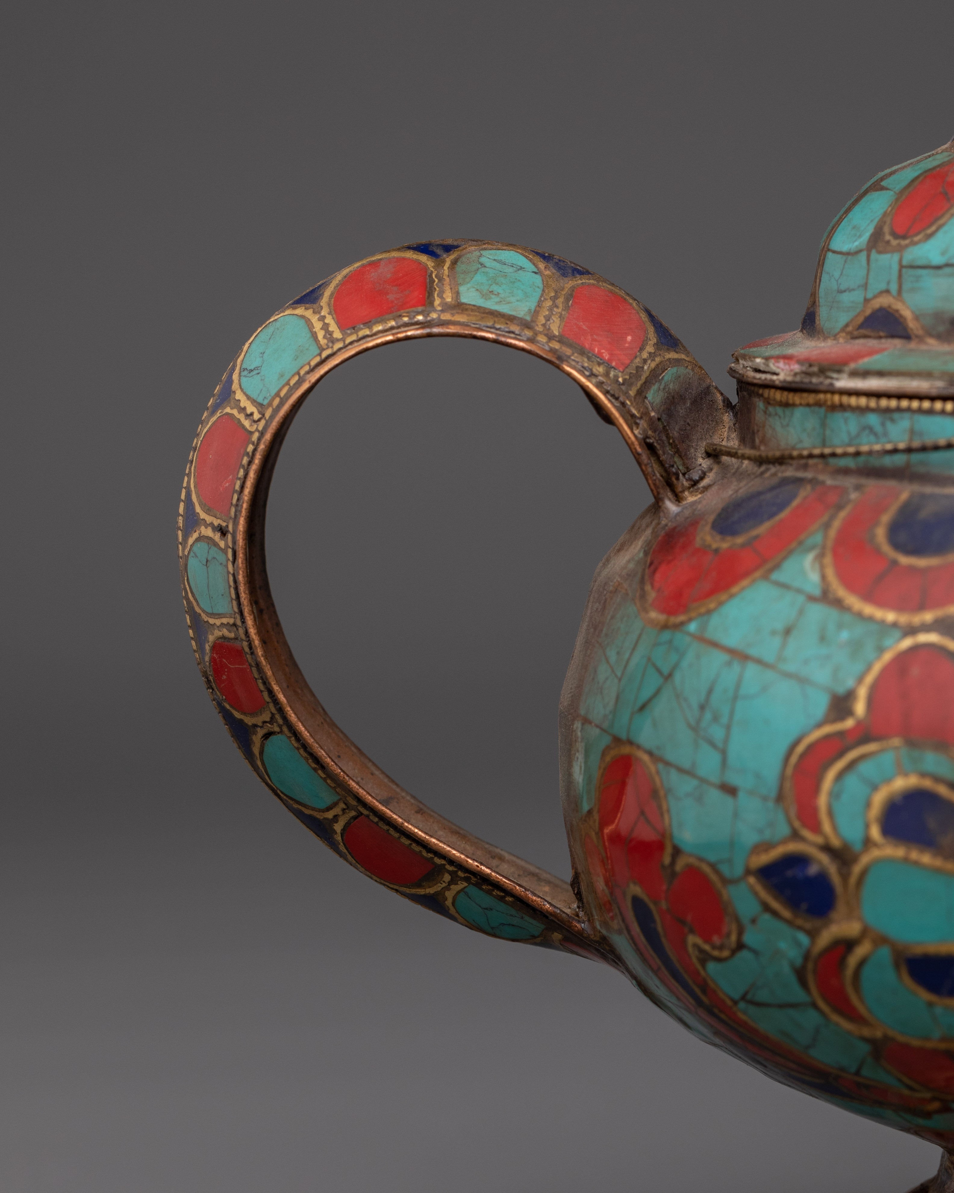 Tibetan Teapot With Gemstones | Traditional Tea Pot for Tea Ceremonies