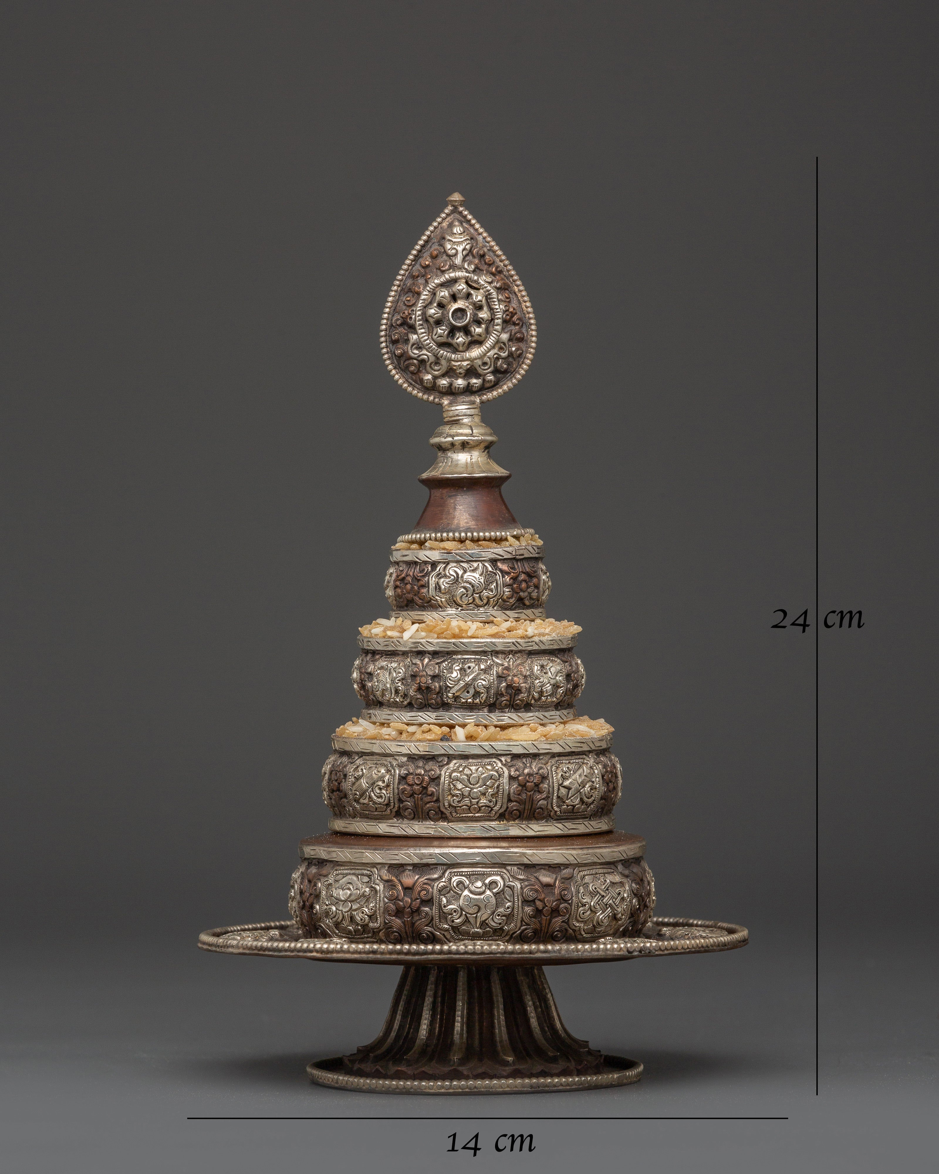 Auspicious Symbol Engraved Mandala | Tibetan Ritual Offering Set