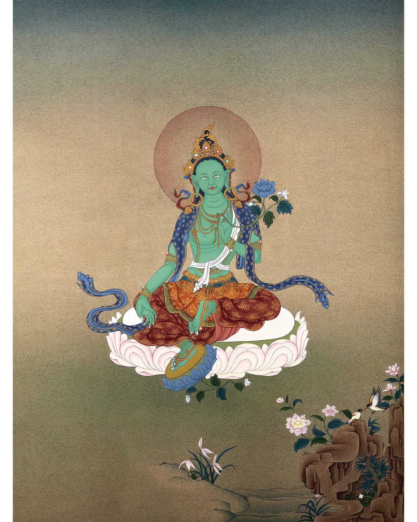 Green Tara | Mother Drolma | Natural Mineral Stone Colors | Karma Gadri