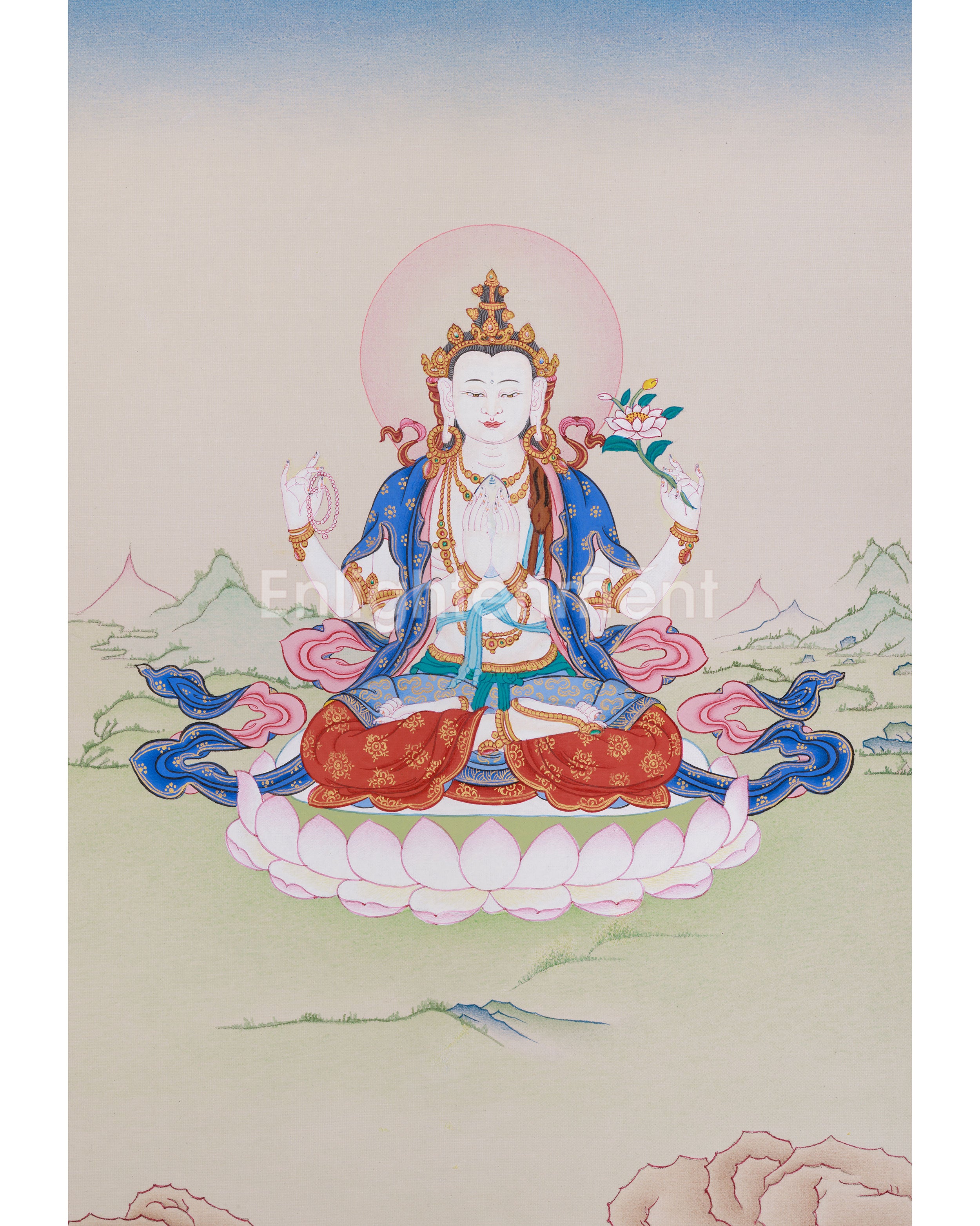 hand-painted-four-armed-chenrezig-thangka