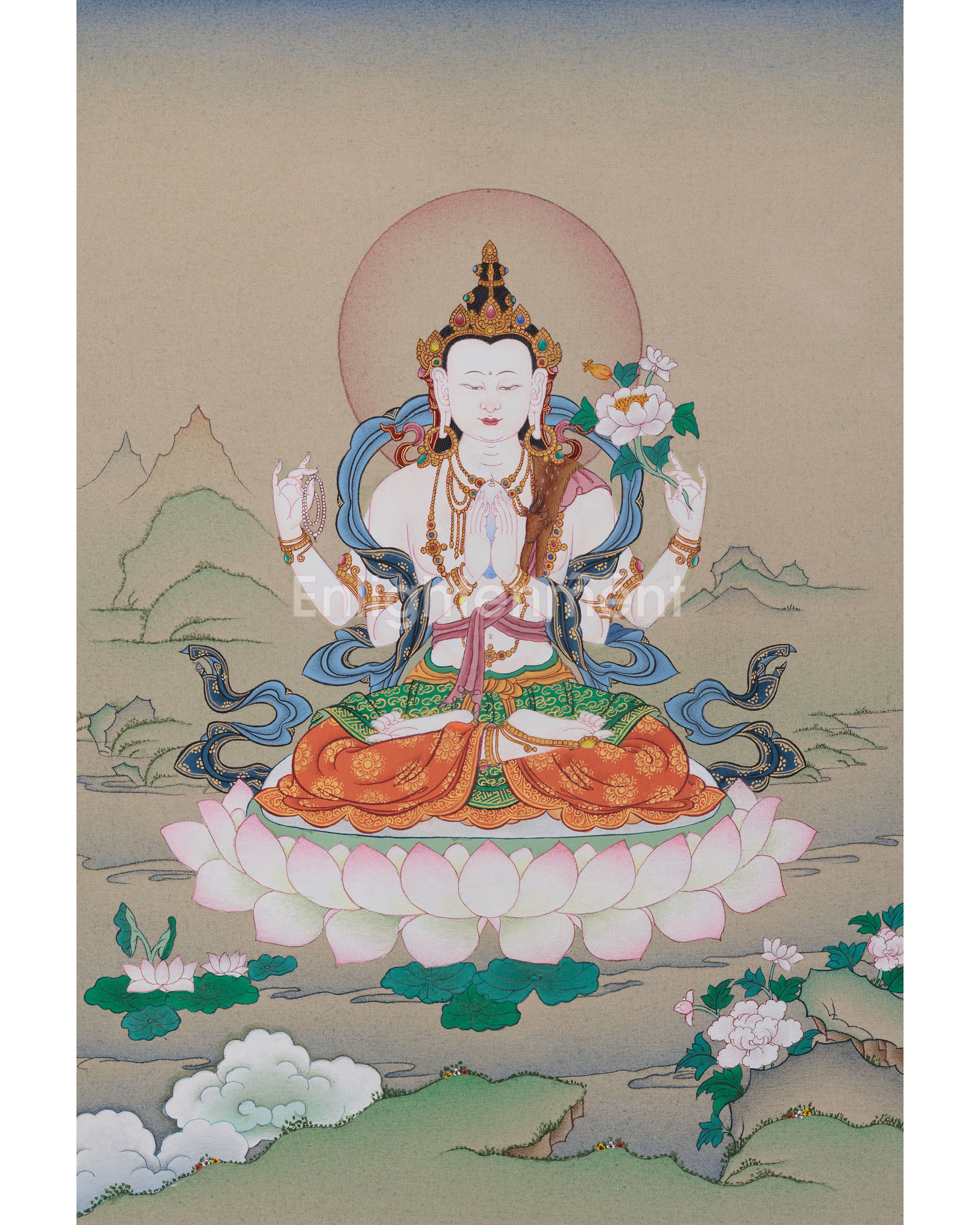 hand-painted-four-armed-chenrezig-thangka