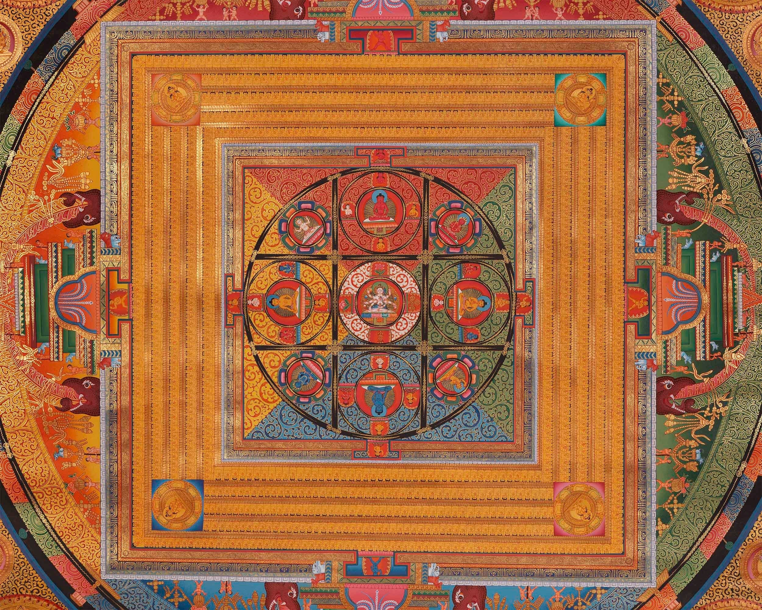 99 x 122 cms Colorful Vajradhatatu Mandala Thangka | High Quality Buddhist Mandala