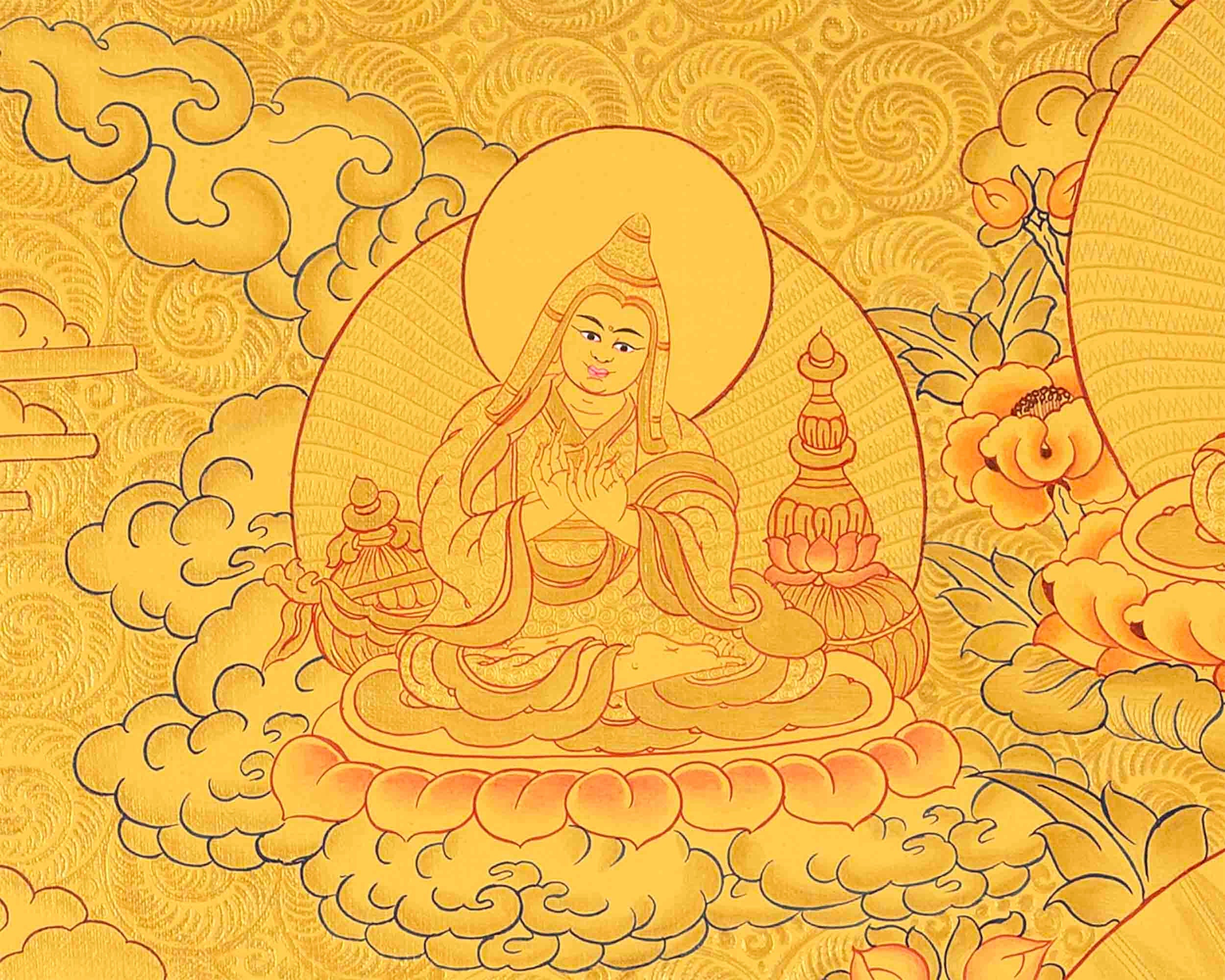 Amitayus Buddha Thangka | Original Hand Painted 24K Gold Style Tibetan Thanka |