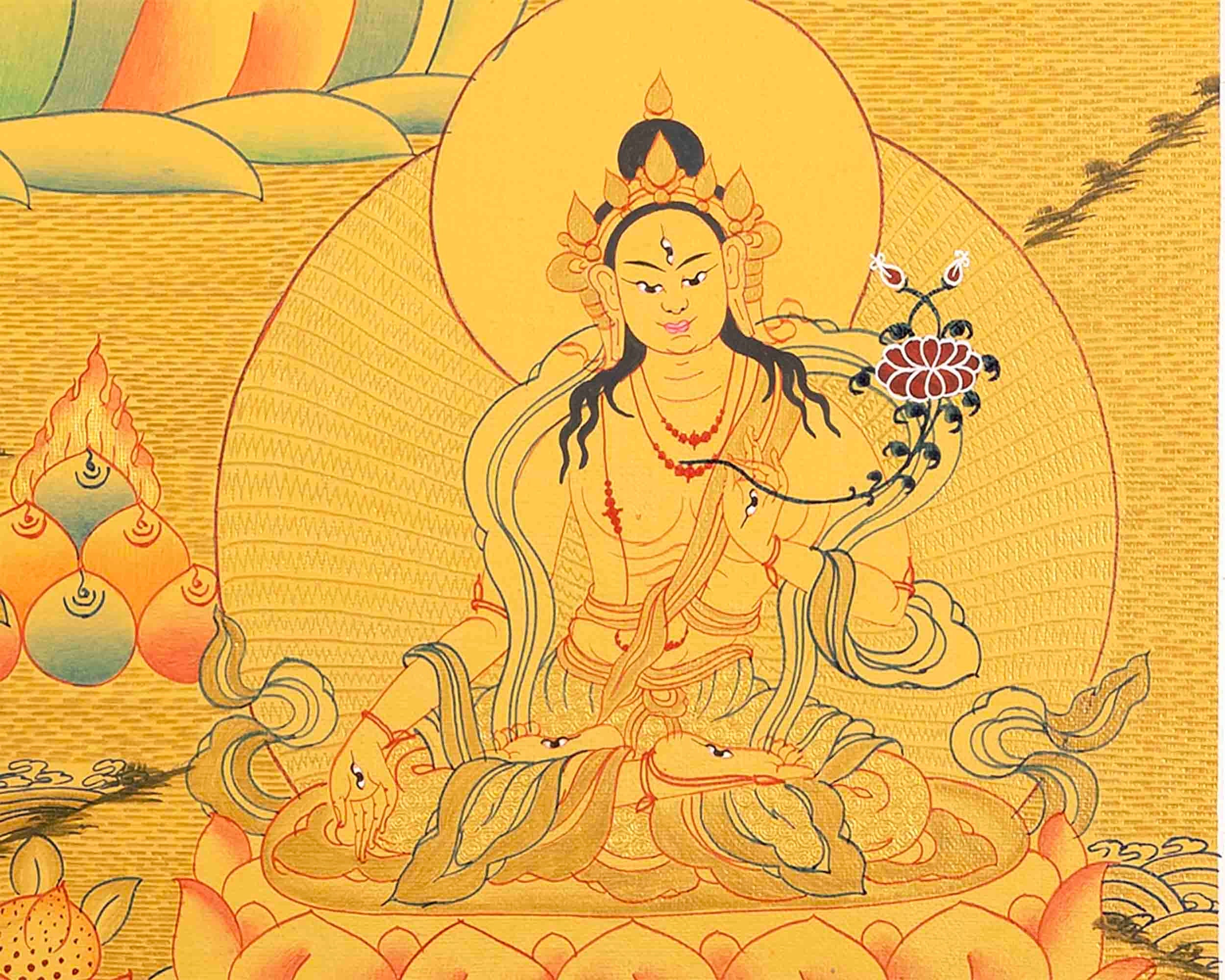 Amitayus Buddha Thangka | Original Hand Painted 24K Gold Style Tibetan Thanka |