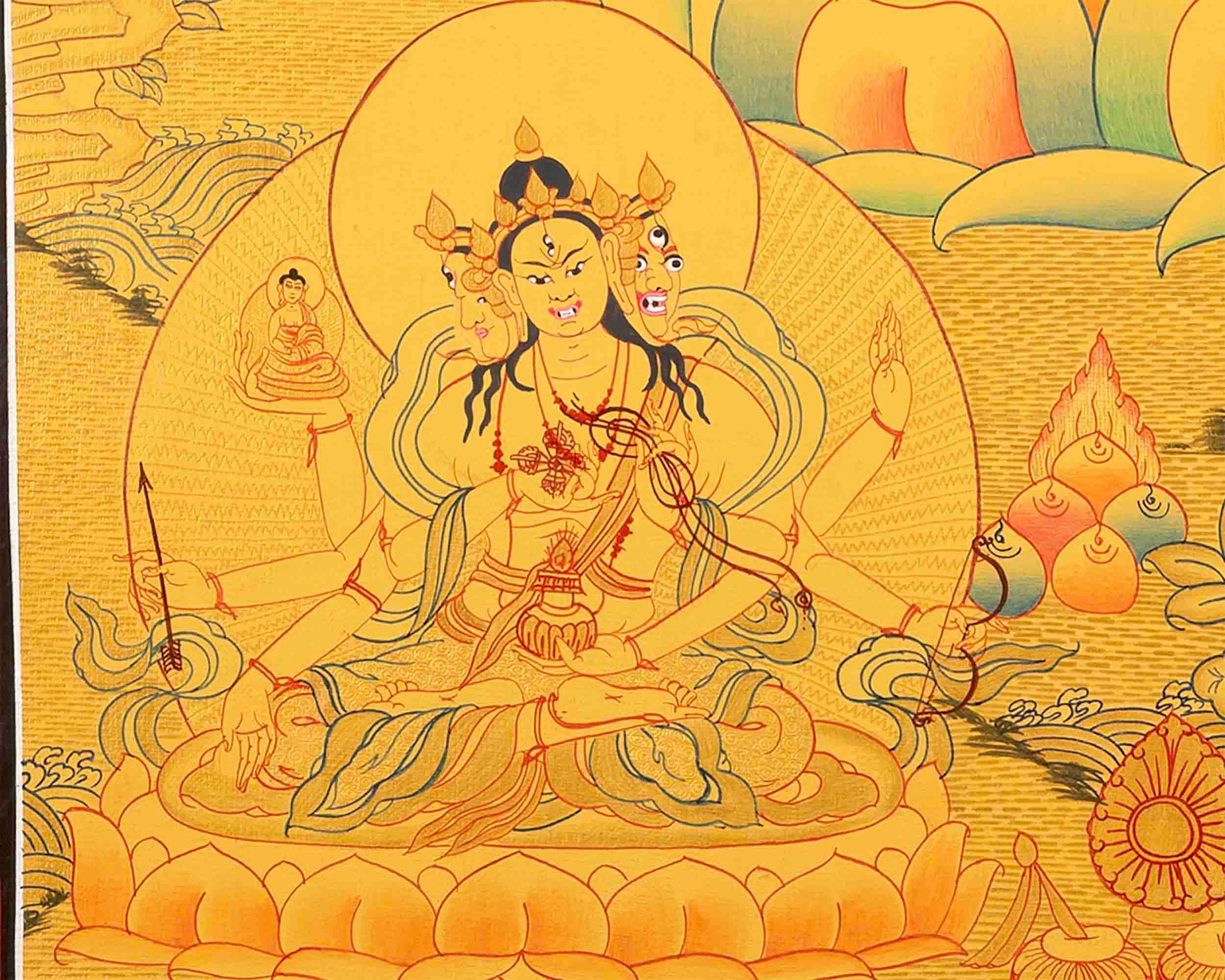 Amitayus Buddha Thangka | Original Hand Painted 24K Gold Style Tibetan Thanka |