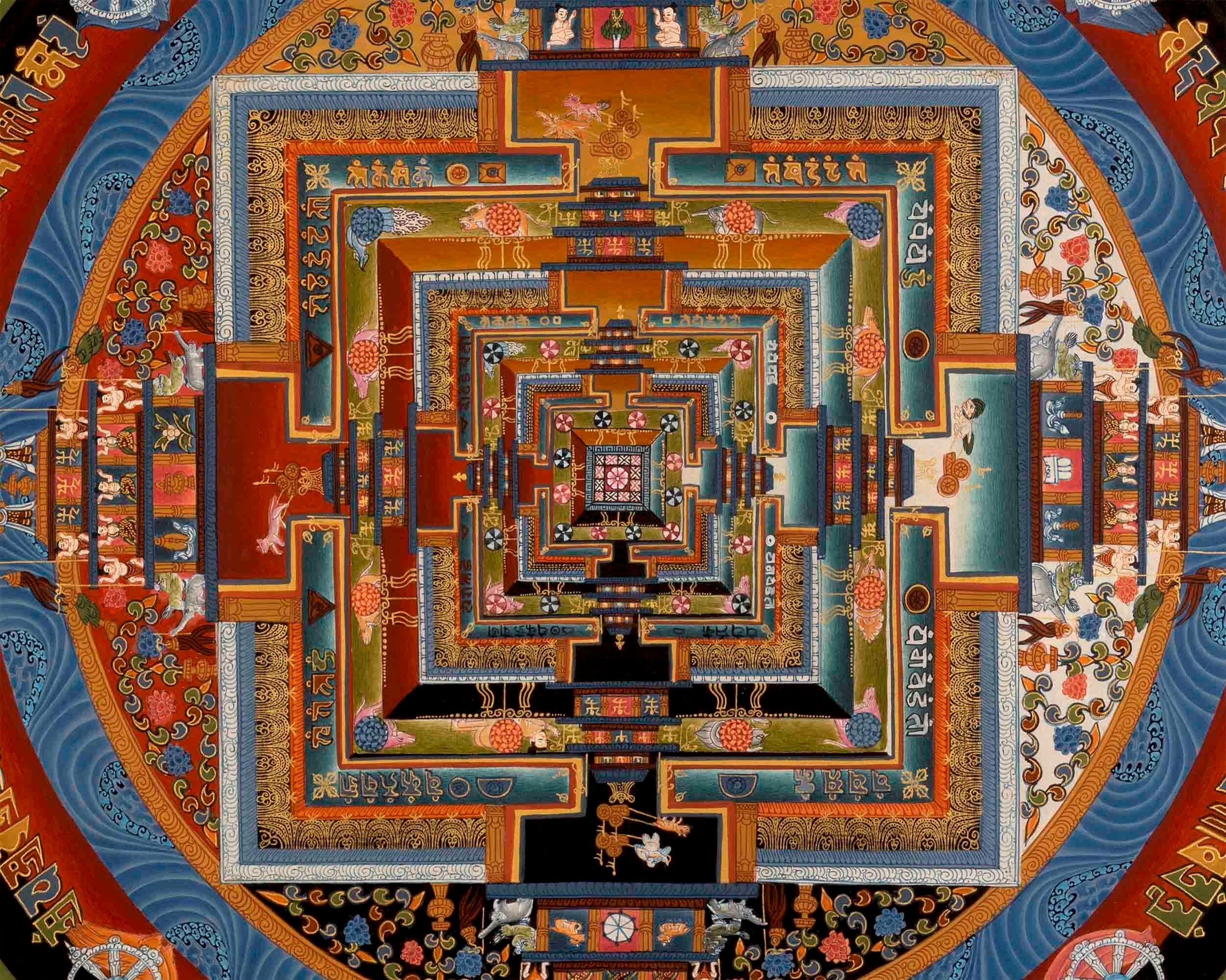Original Hand-Painted Kalachakra Mandala | Tibetan Thangka Painting