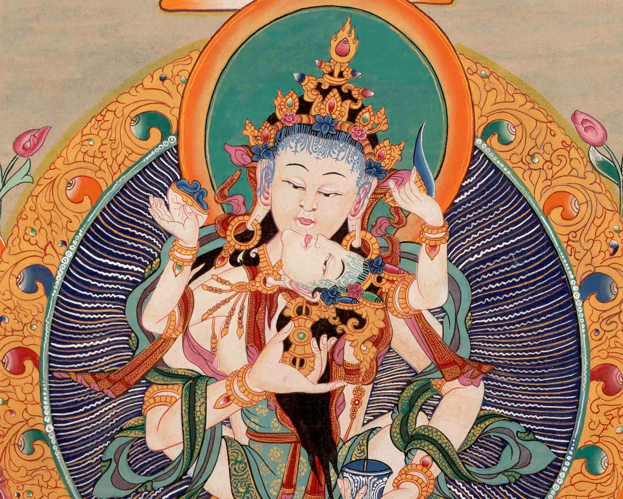 Hand-Painted Vajrasattva Dorje Sempa YabYum Thangka | Union Of Compassion & Wisdom